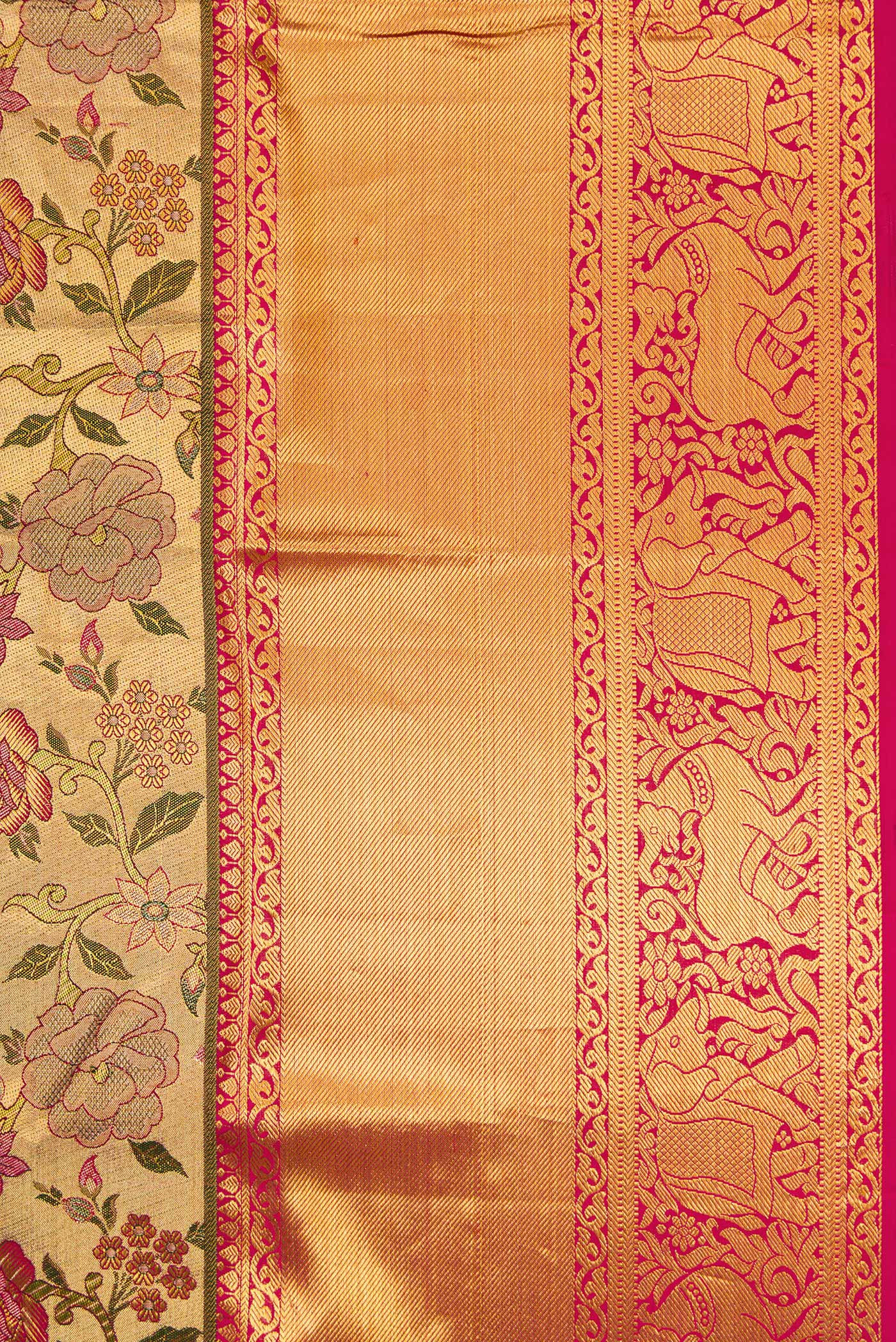 Gold Dual Tone Kanjivaram Tissue Silk Saree - Image 3