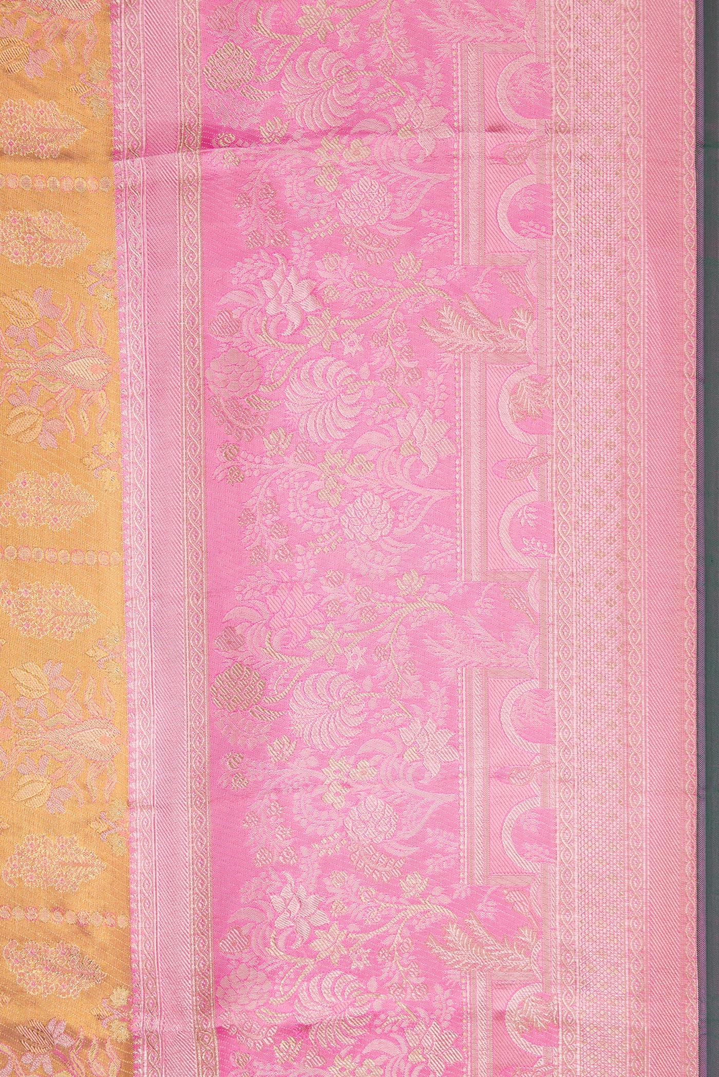 Gold Dual Tone Kanjivaram Tissue Silk Saree - Image 3