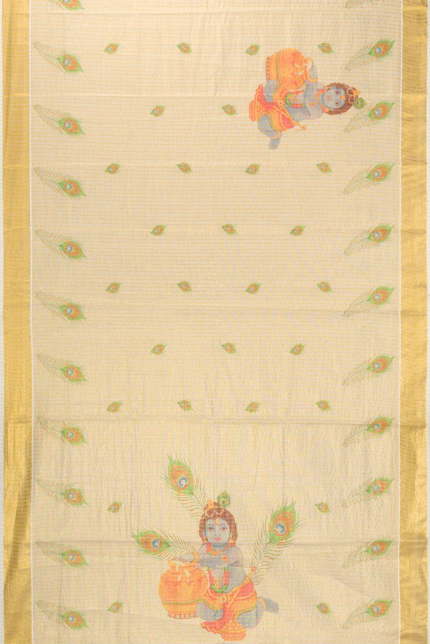 Gold Dual Tone Kerala Cotton Saree - Image 2
