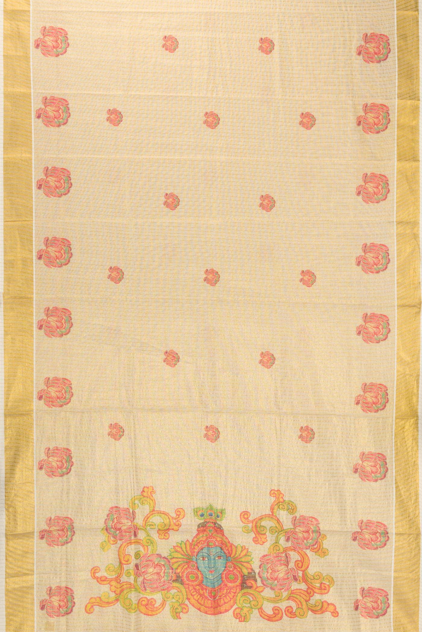 Gold Dual Tone Kerala Cotton Saree - Image 2