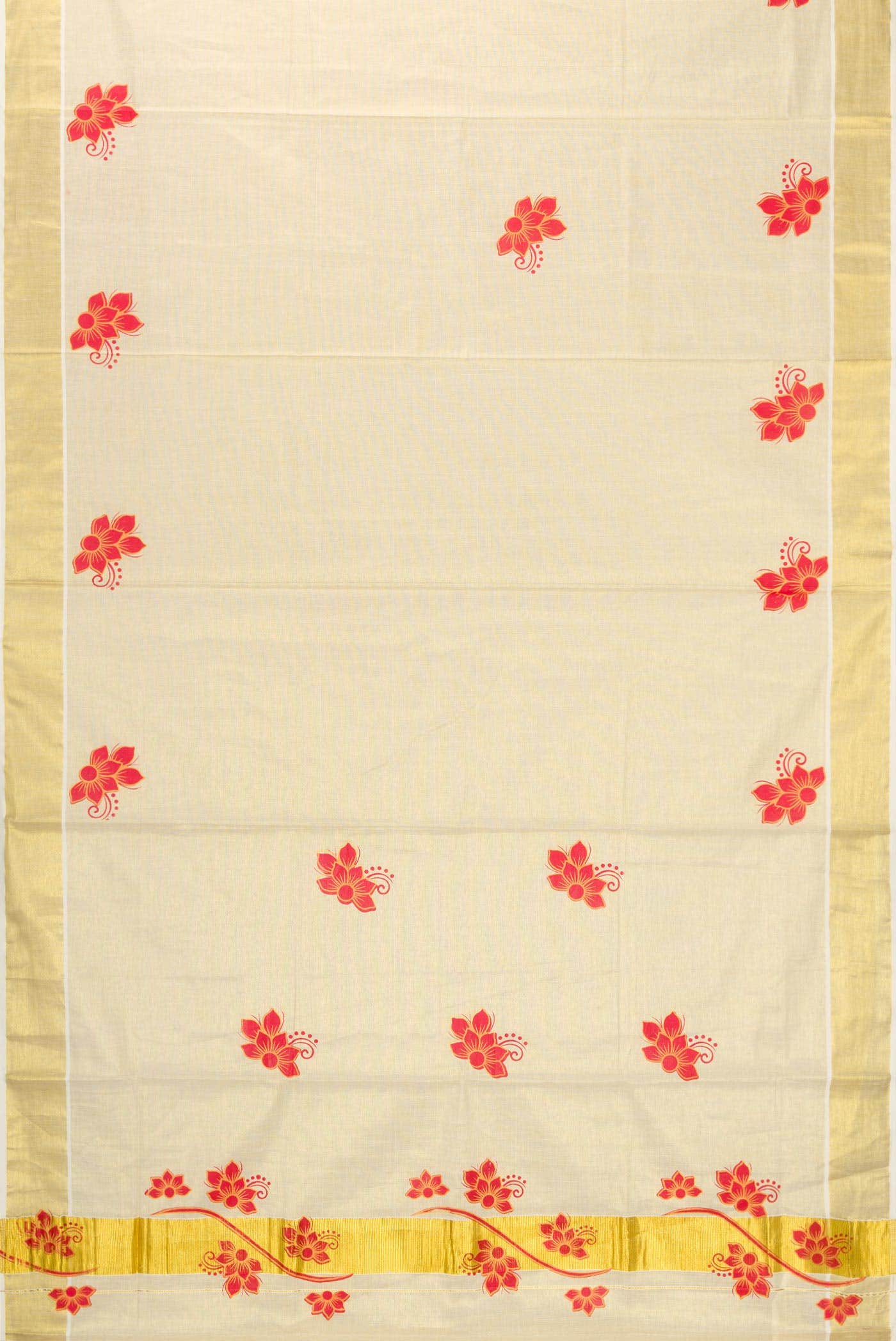 Gold Dual Tone Kerala Cotton Saree - Image 2