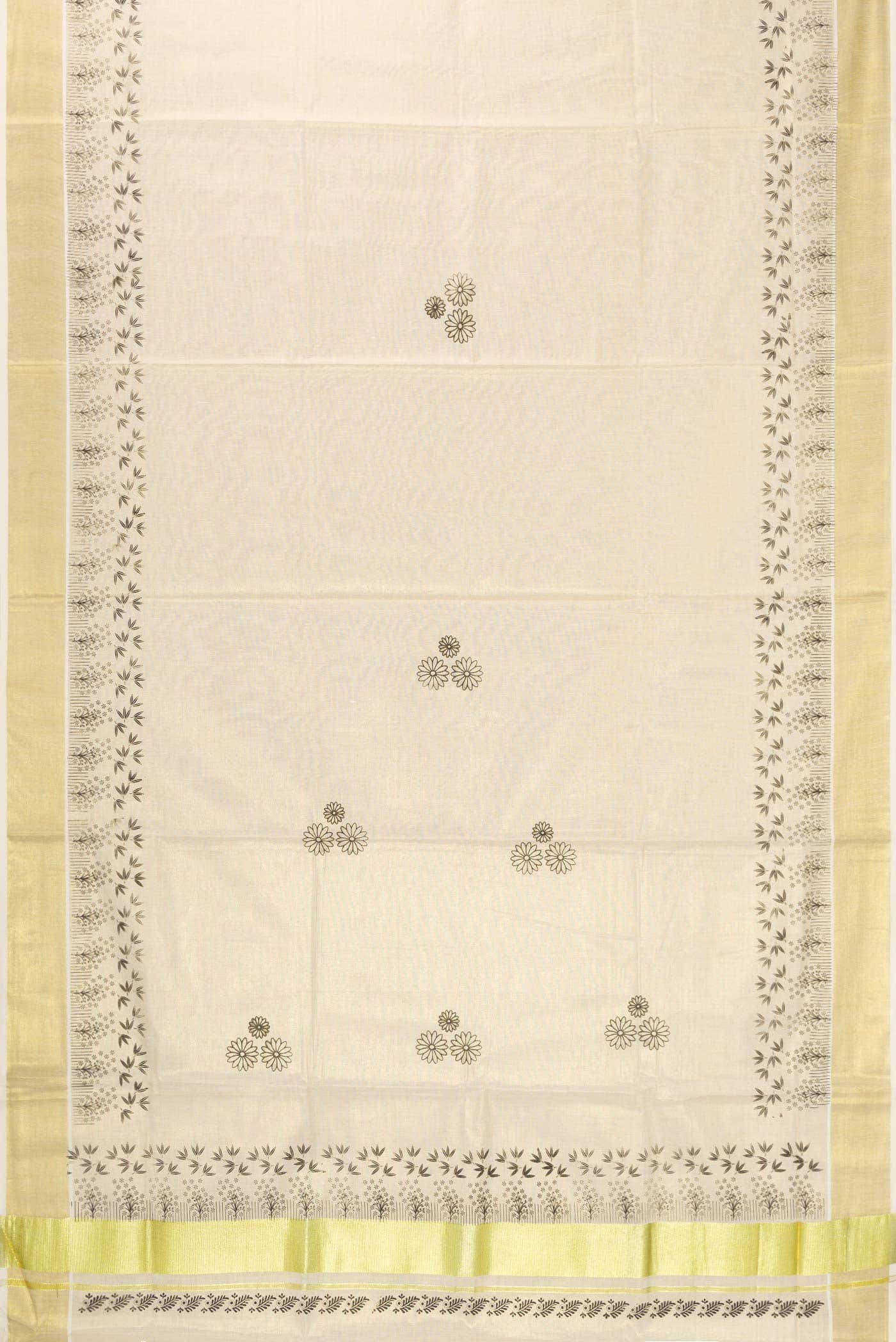 Gold Dual Tone Kerala Cotton Saree - Image 2