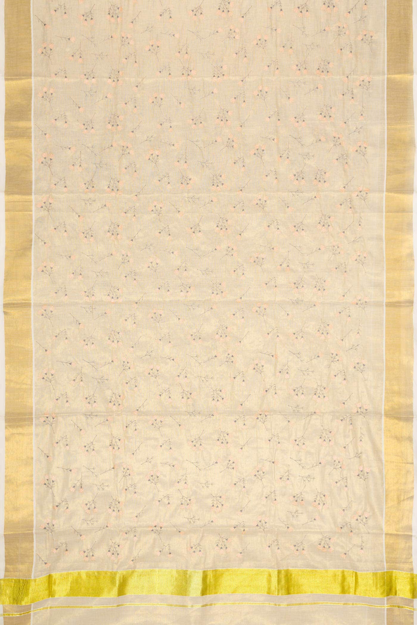 Gold Dual Tone Kerala Cotton Saree - Image 2