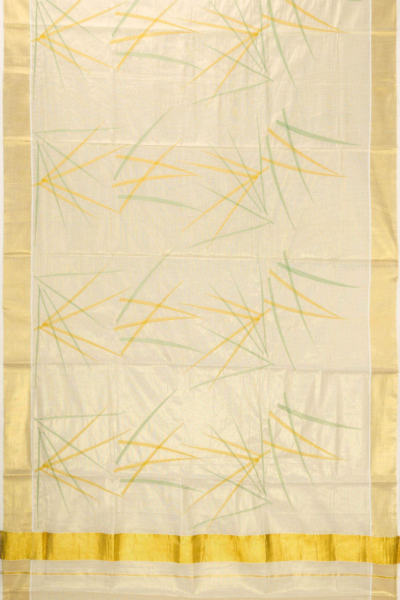 Gold Dual Tone Kerala Cotton Saree - Image 2
