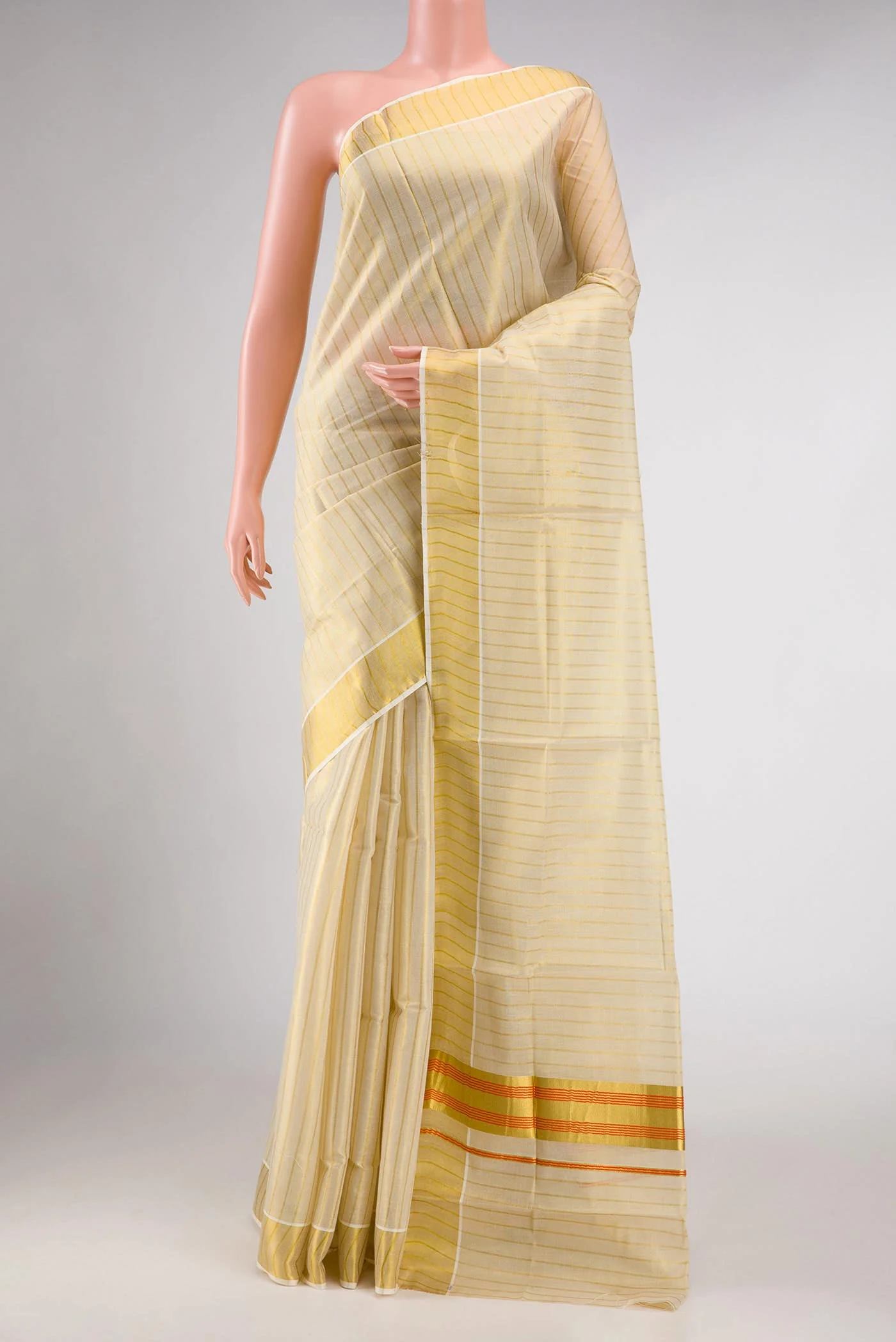 Gold Dual Tone Kerala Cotton Saree