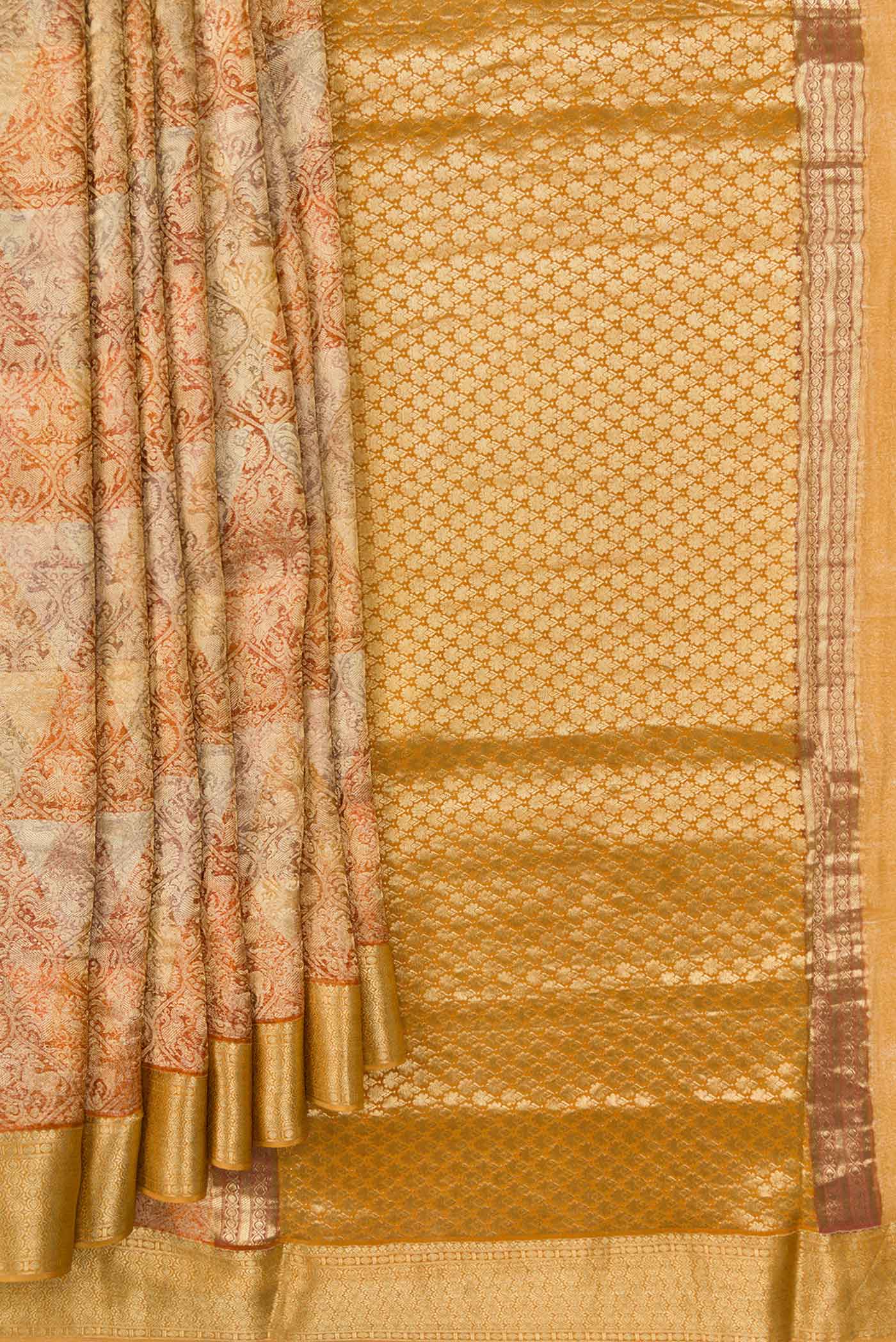 Mustard Mysore Crepe Saree - Image 4