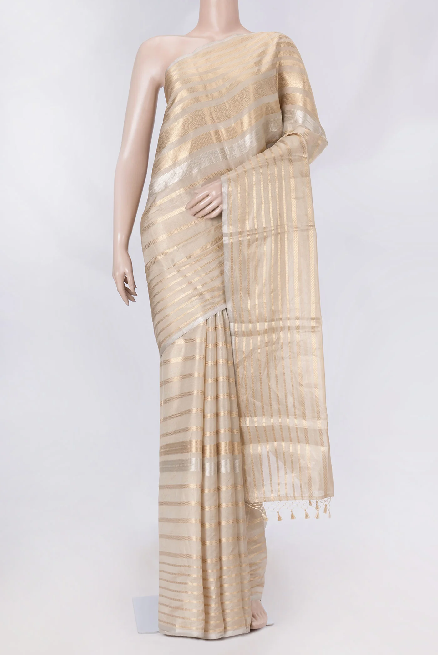 Gold Dual Tone Organza Silk Saree