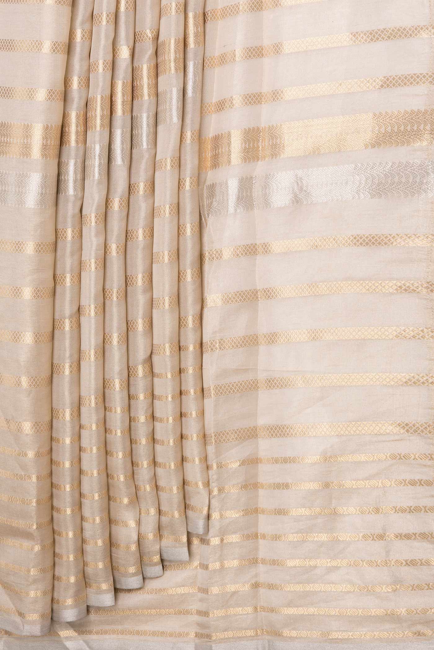Gold Dual Tone Organza Silk Saree - Image 4