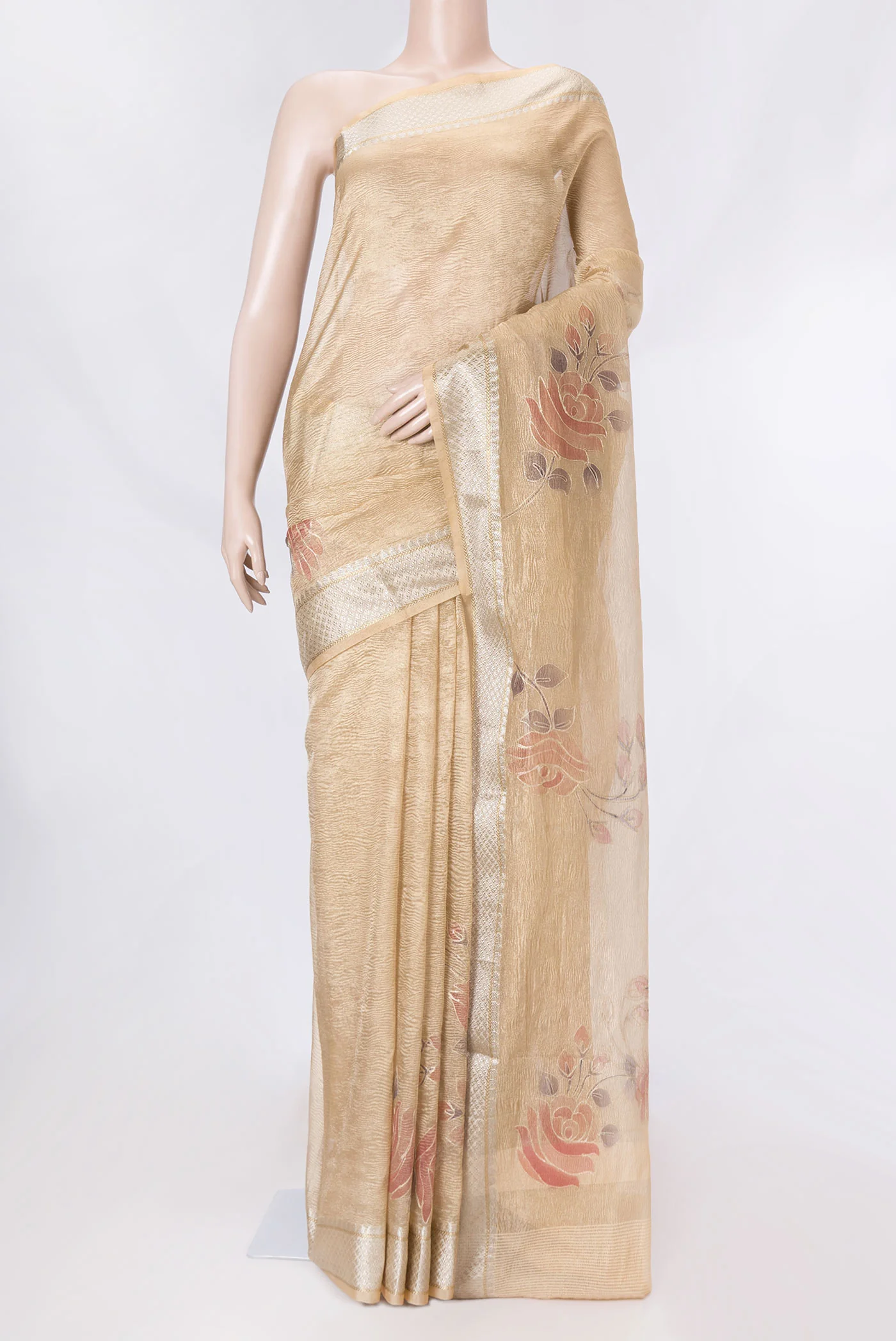 Gold Dual Tone Organza Silk Saree