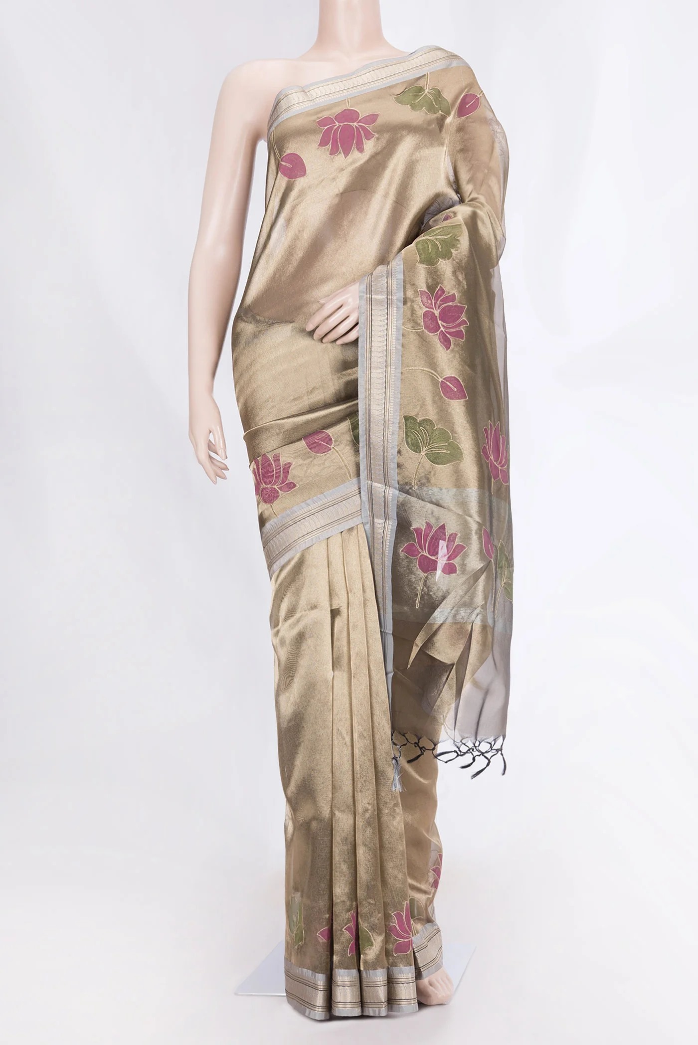 Gold Dual Tone Organza Silk Saree