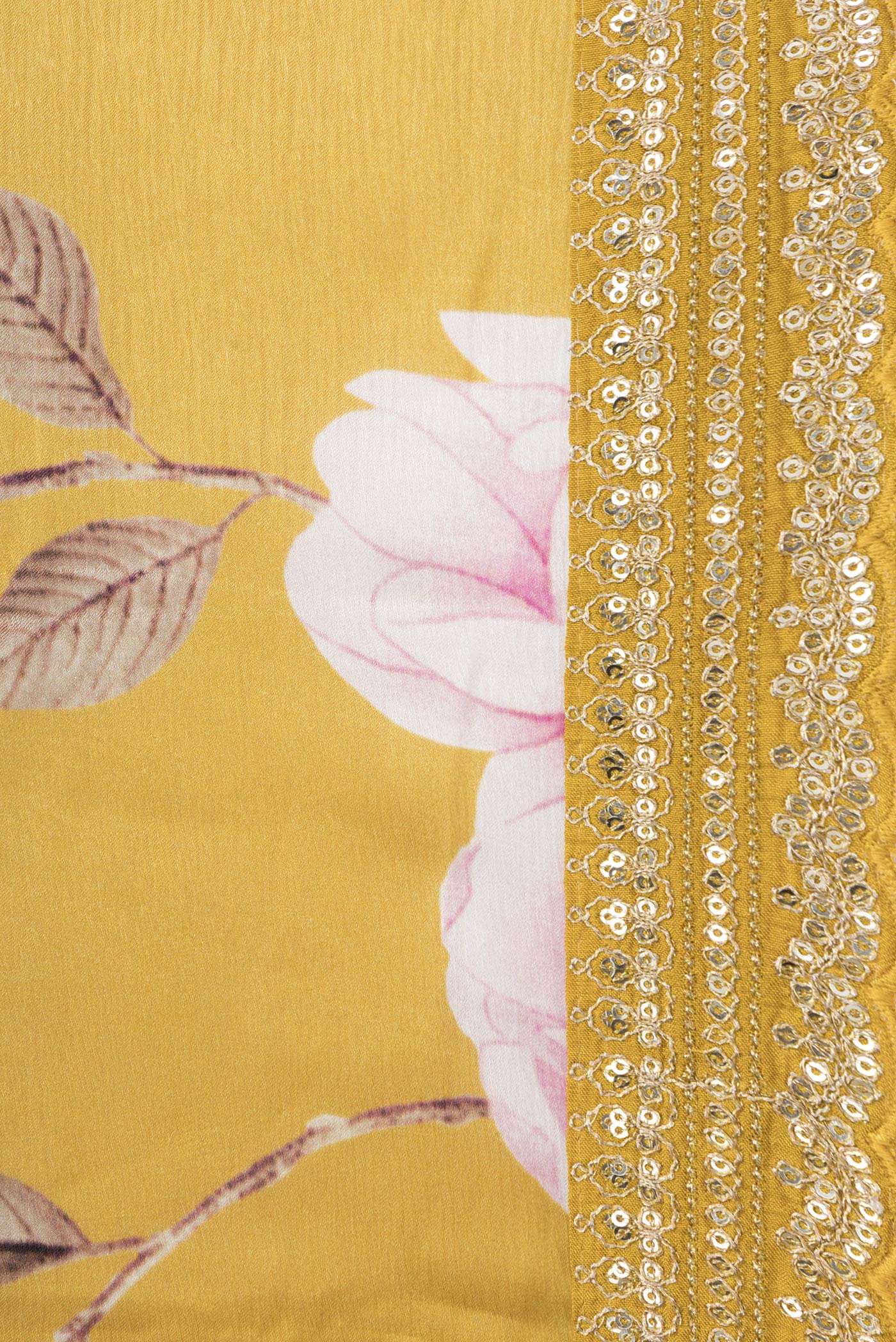 Mustard Crepe Saree - Image 3