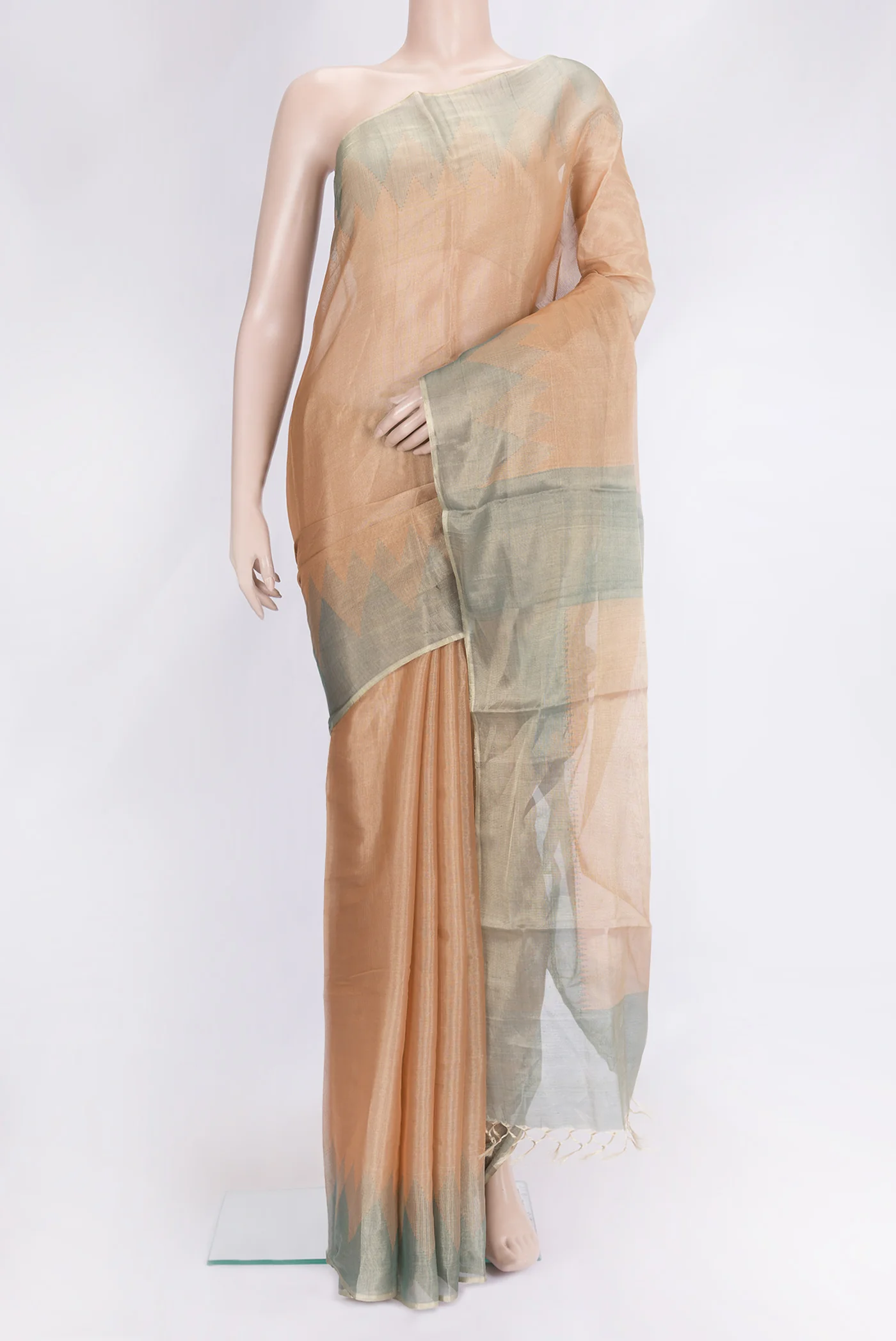 Gold Chanderi Tissue Silk Cotton Saree