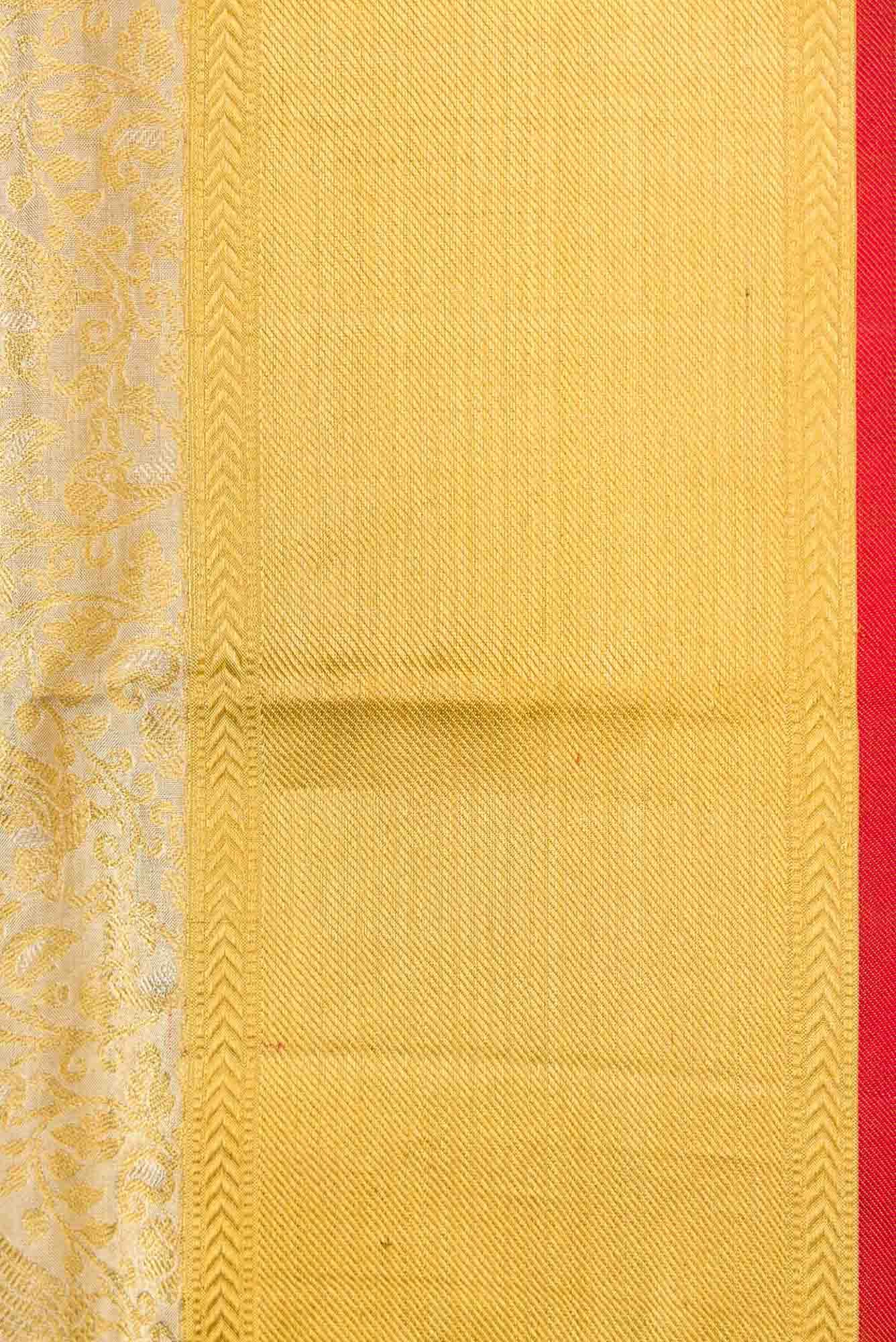 Pure Silk Pure Zari Gold Dual Tone Kanjivaram Tissue Saree - Image 5
