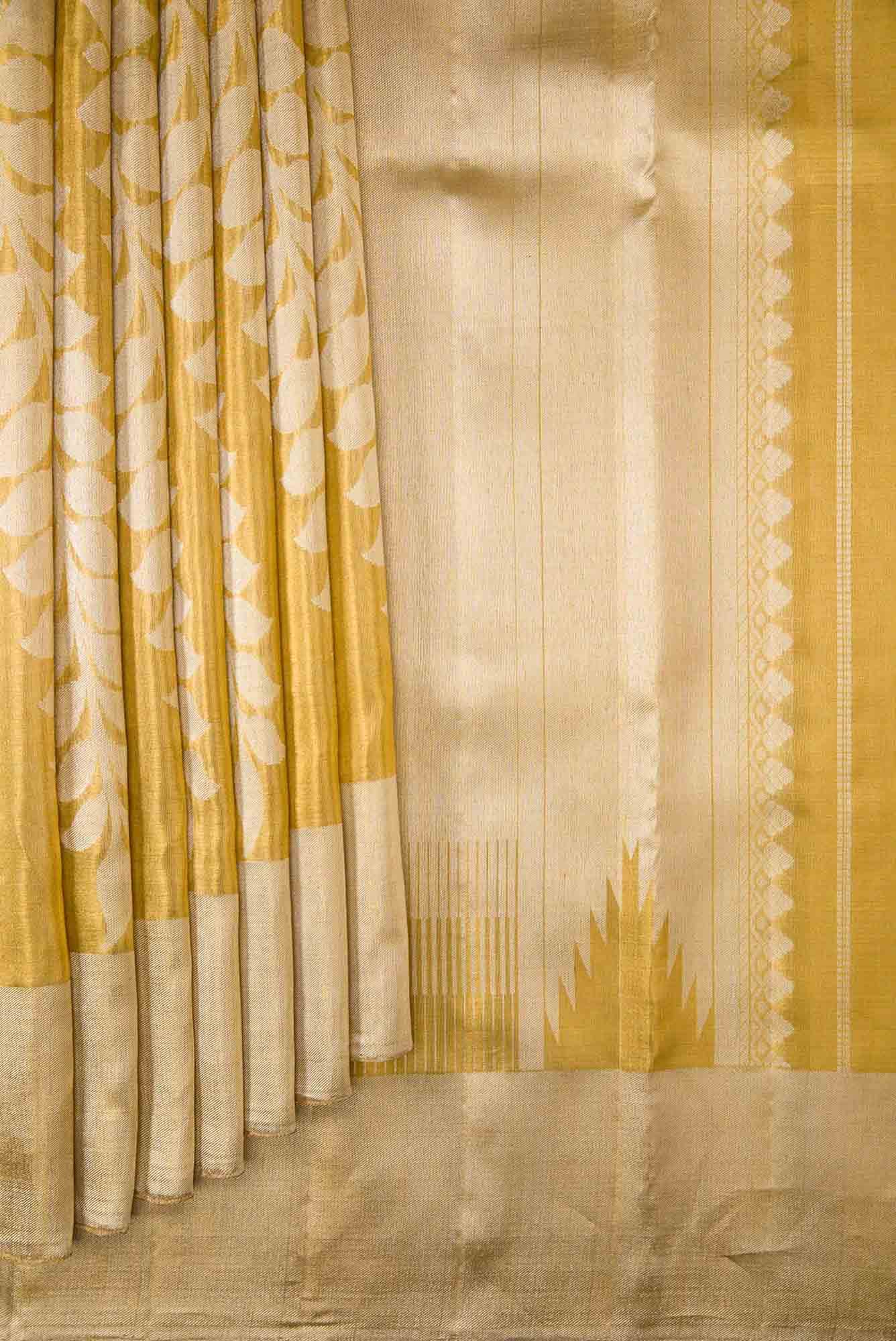 Gold Dual Tone Kanjivaram Tissue Silk Saree - Image 2