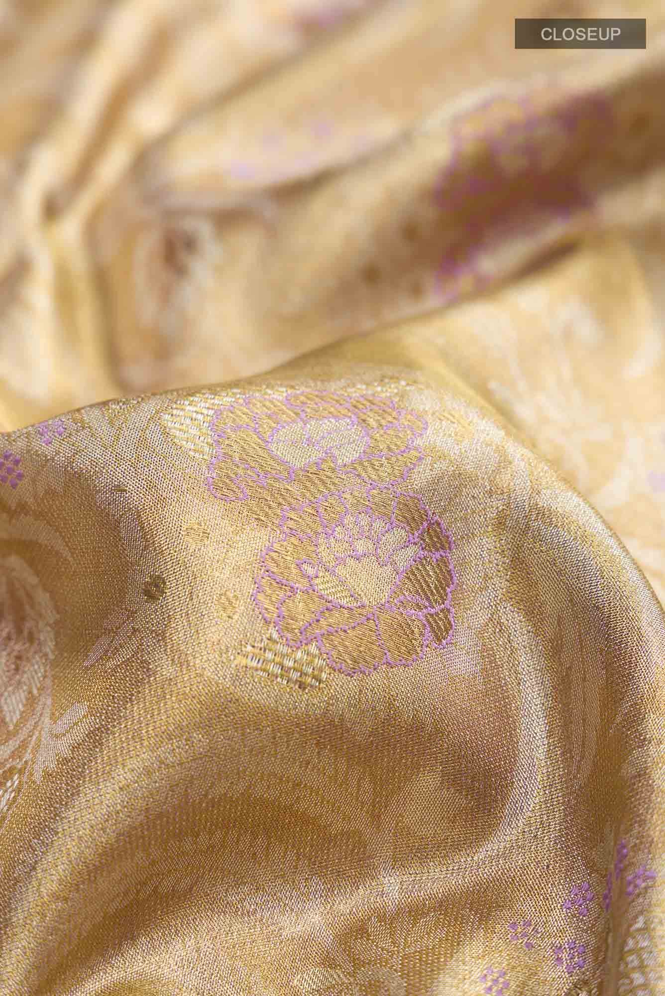 Gold Kanjivaram Tissue Silk Saree - Image 3