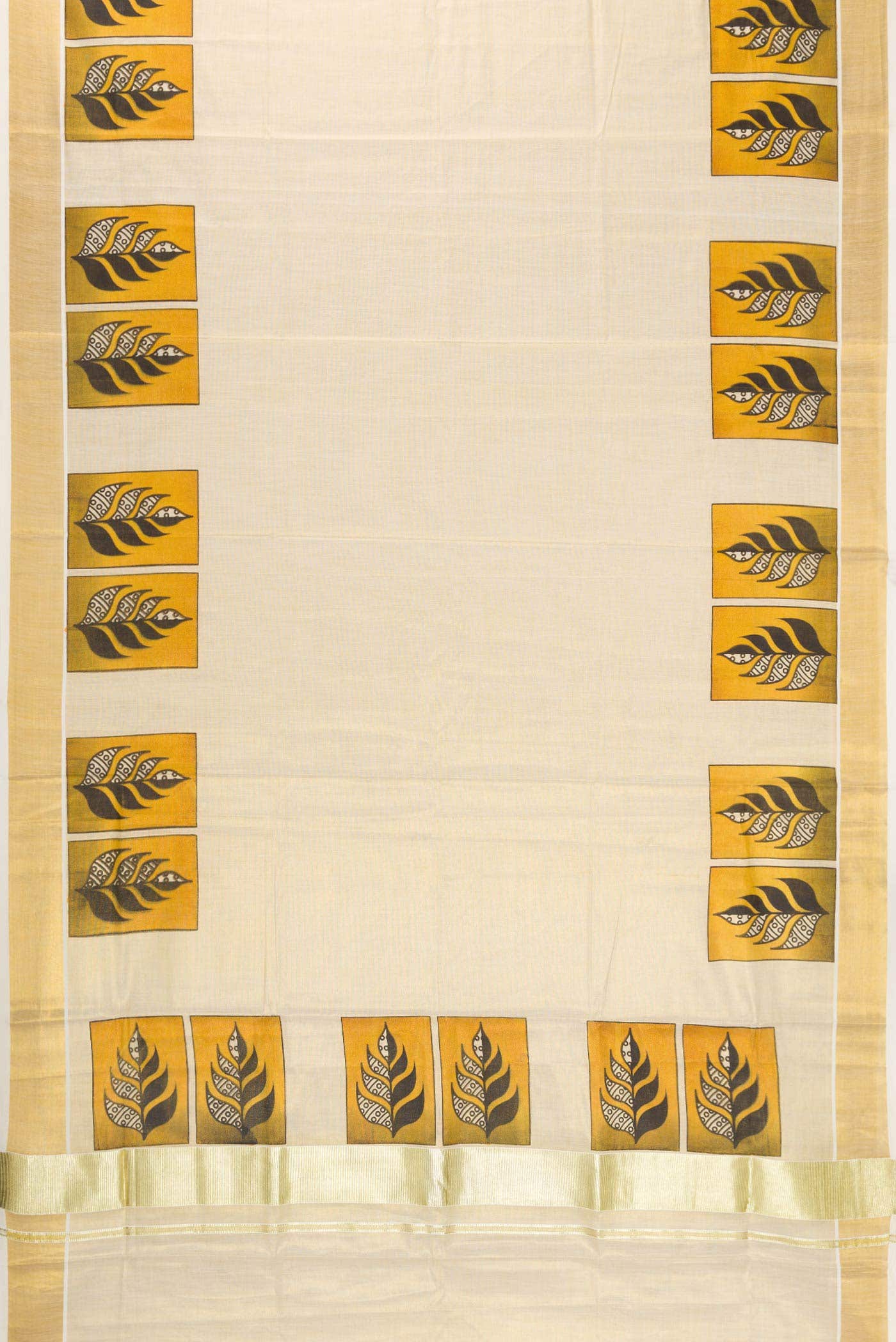 Gold Kerala Cotton Saree - Image 2