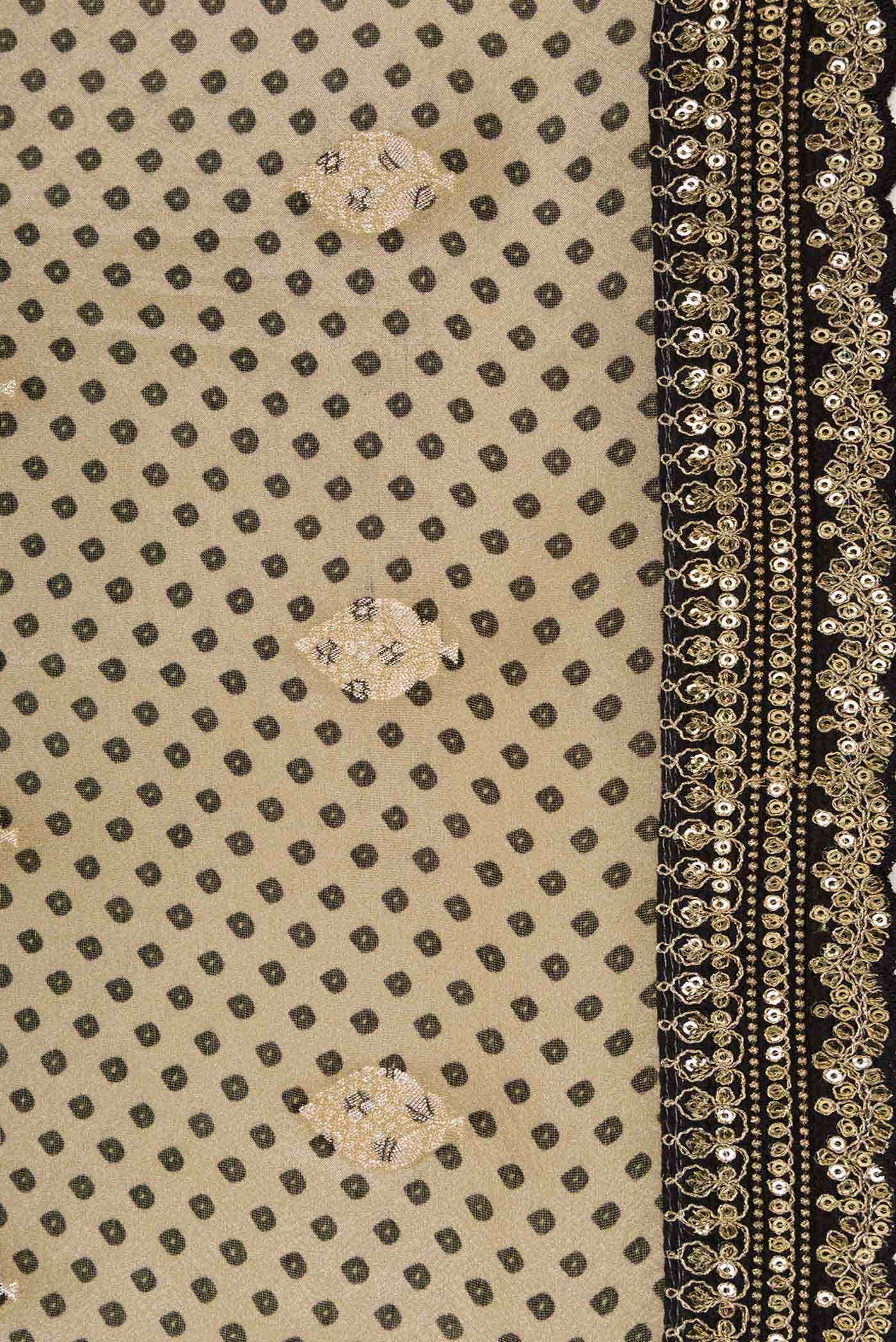 Beige Crepe Saree - Image 3