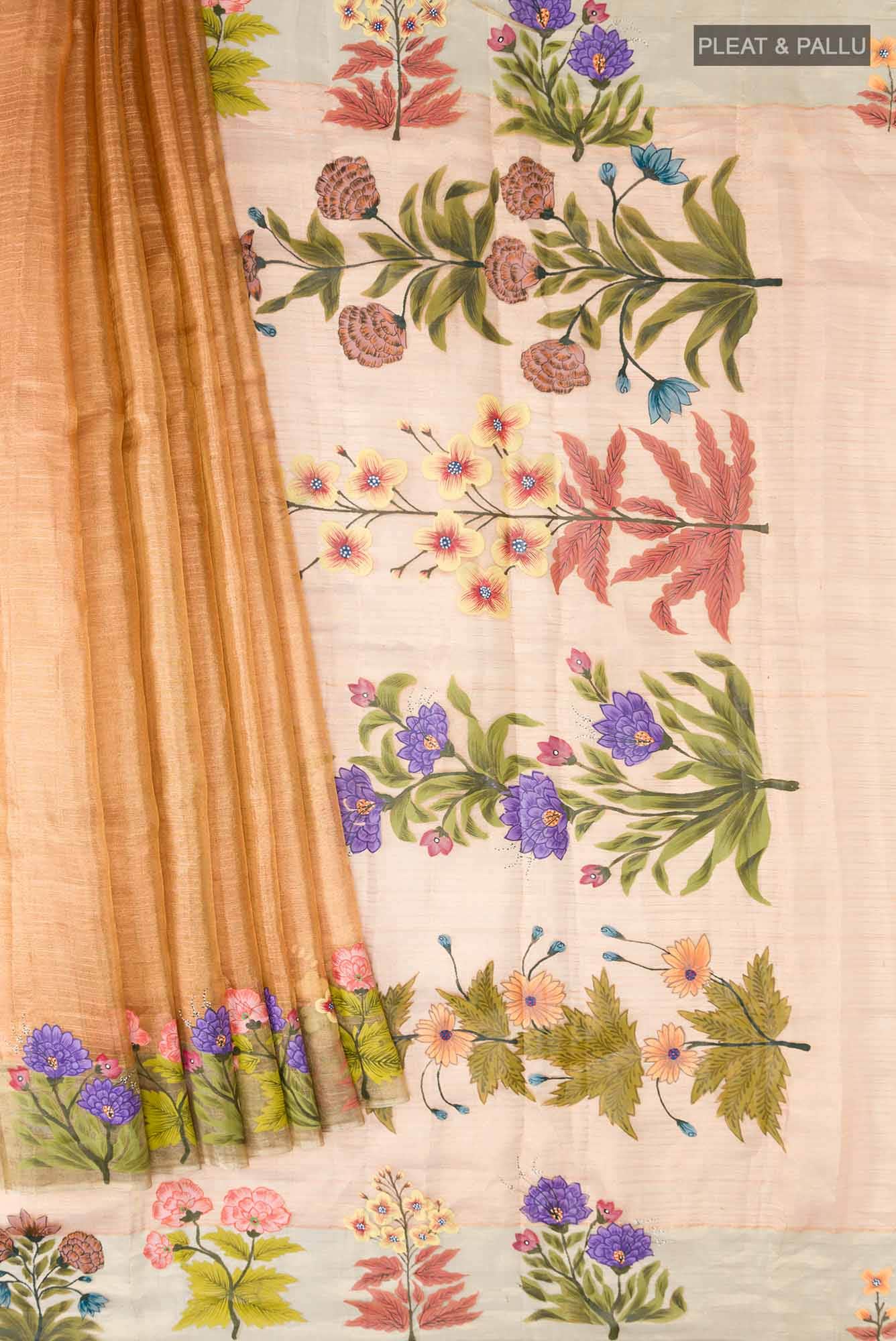 Gold Tussar Silk Saree - Image 2