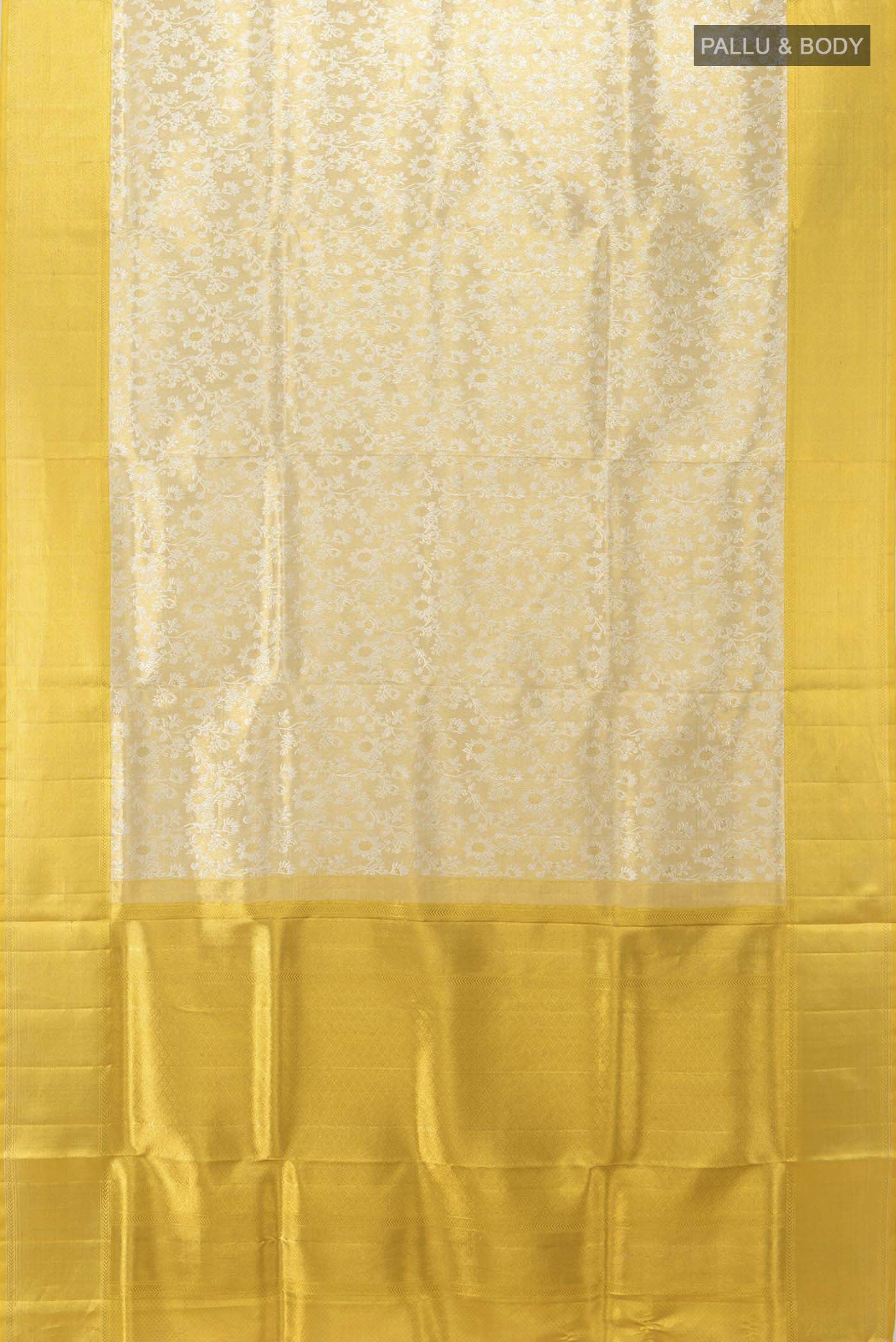 Pure Silk Pure Zari Golden Kanjivaram Tissue Saree - Image 5