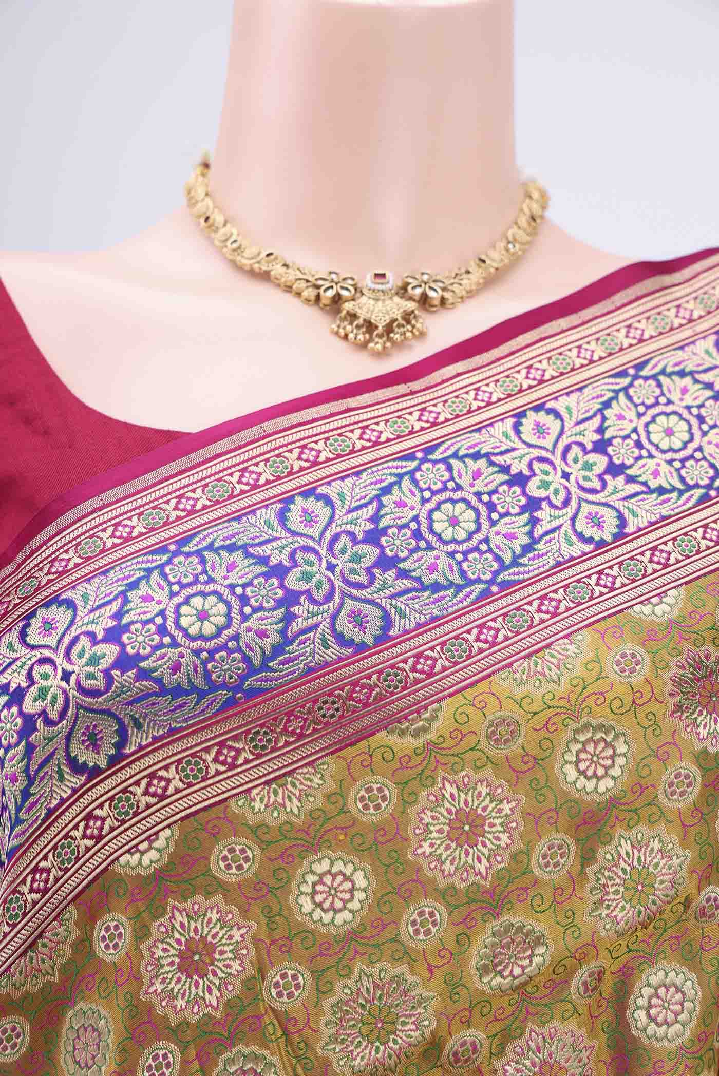 Mustard Banarasi Silk Saree - Image 2