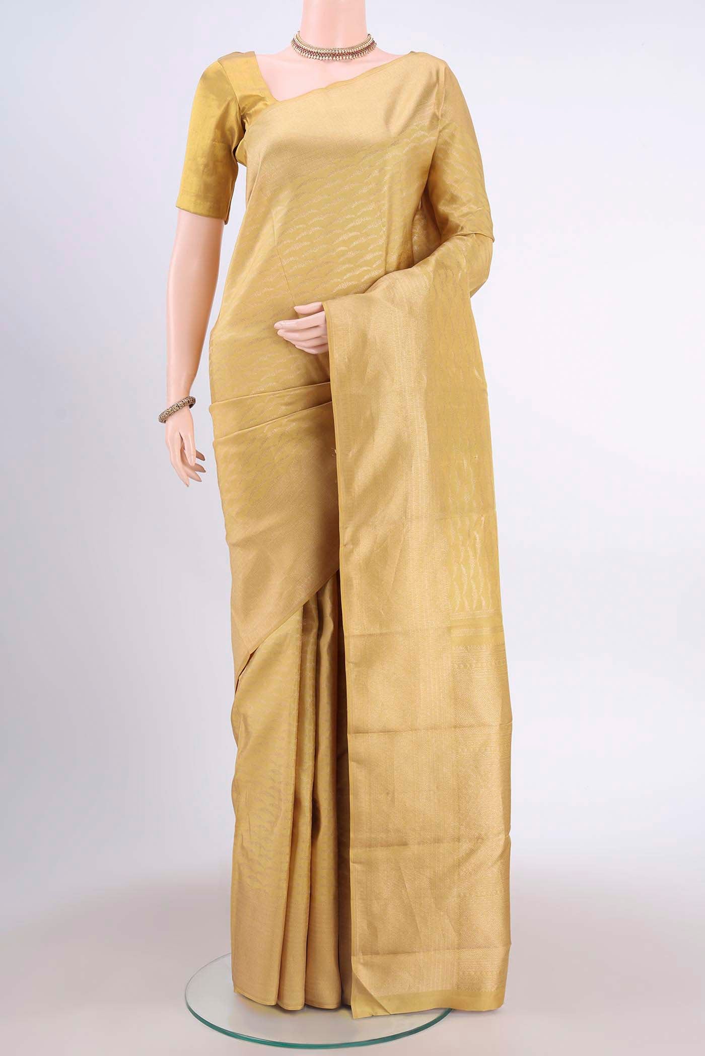 Golden Dual Tone Kanchipuram Saree
