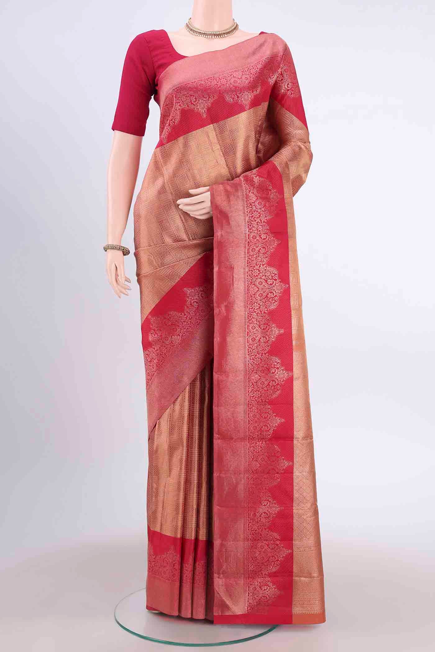 Golden Dual Tone Kanchipuram Saree