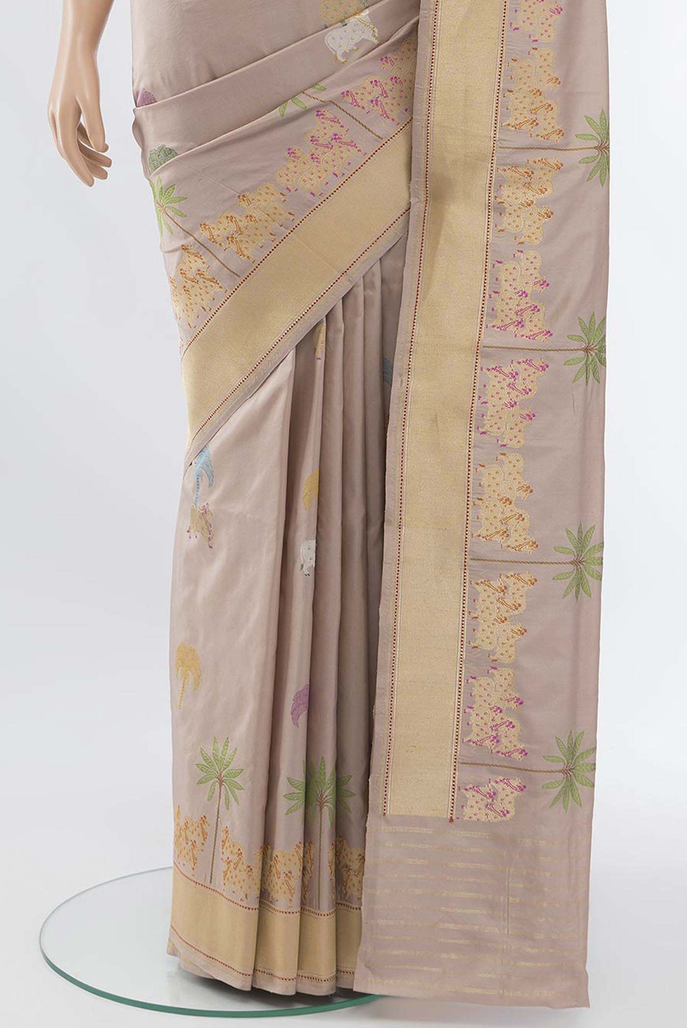 Mauve Banarasi Silk Saree - Image 3