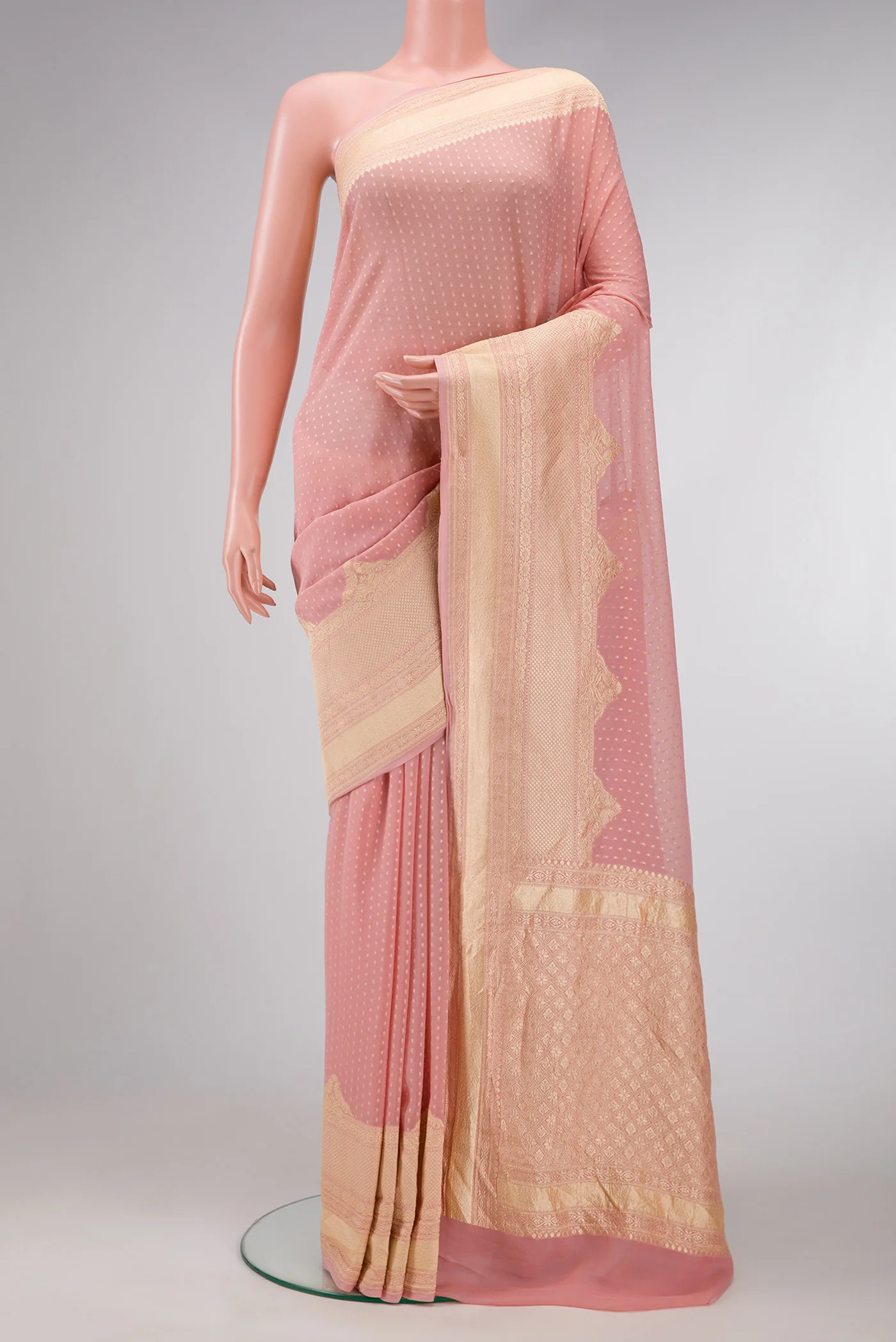 Rose pink Banarasi Georgette Saree
