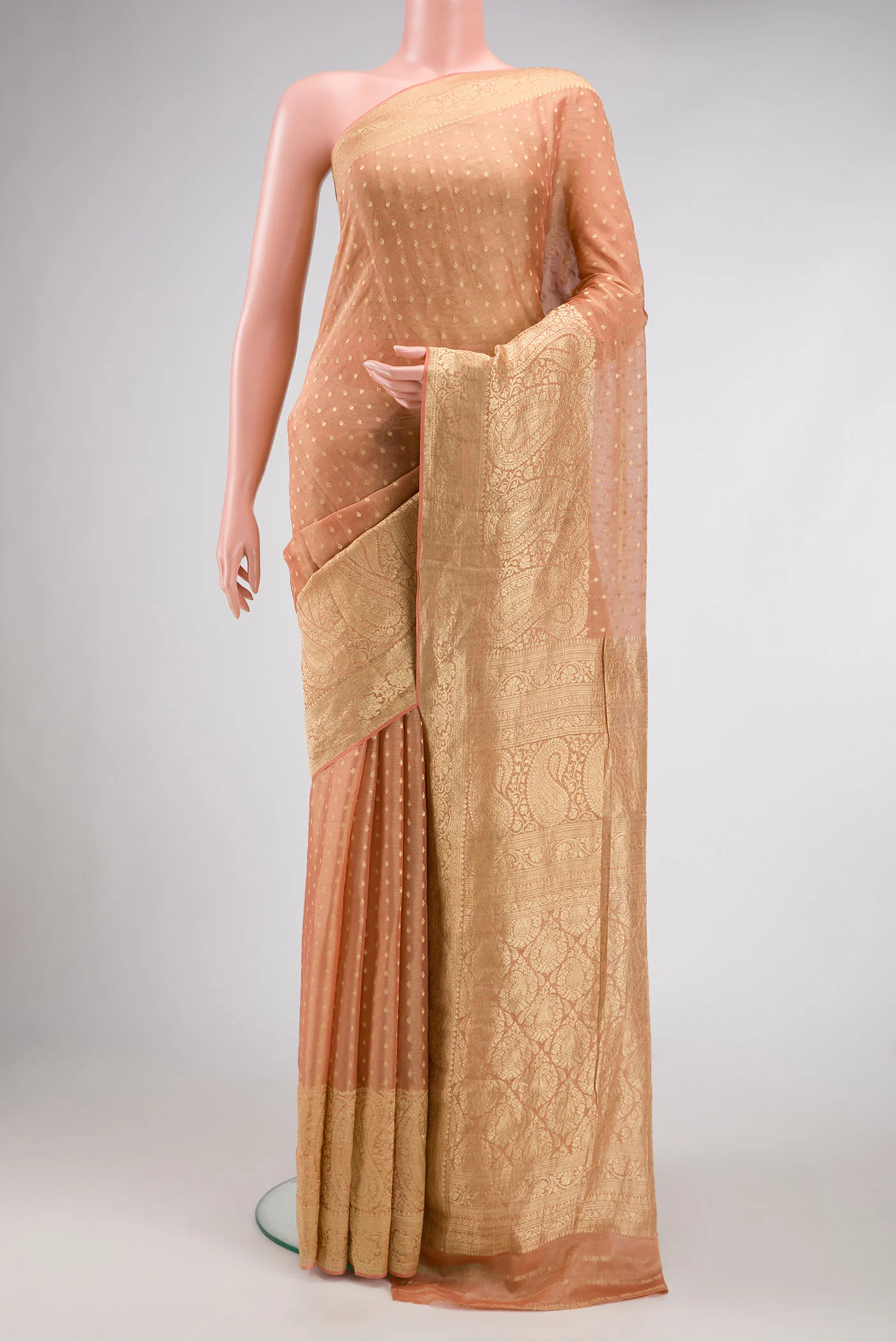 Golden Peach Mysore Georgette Saree