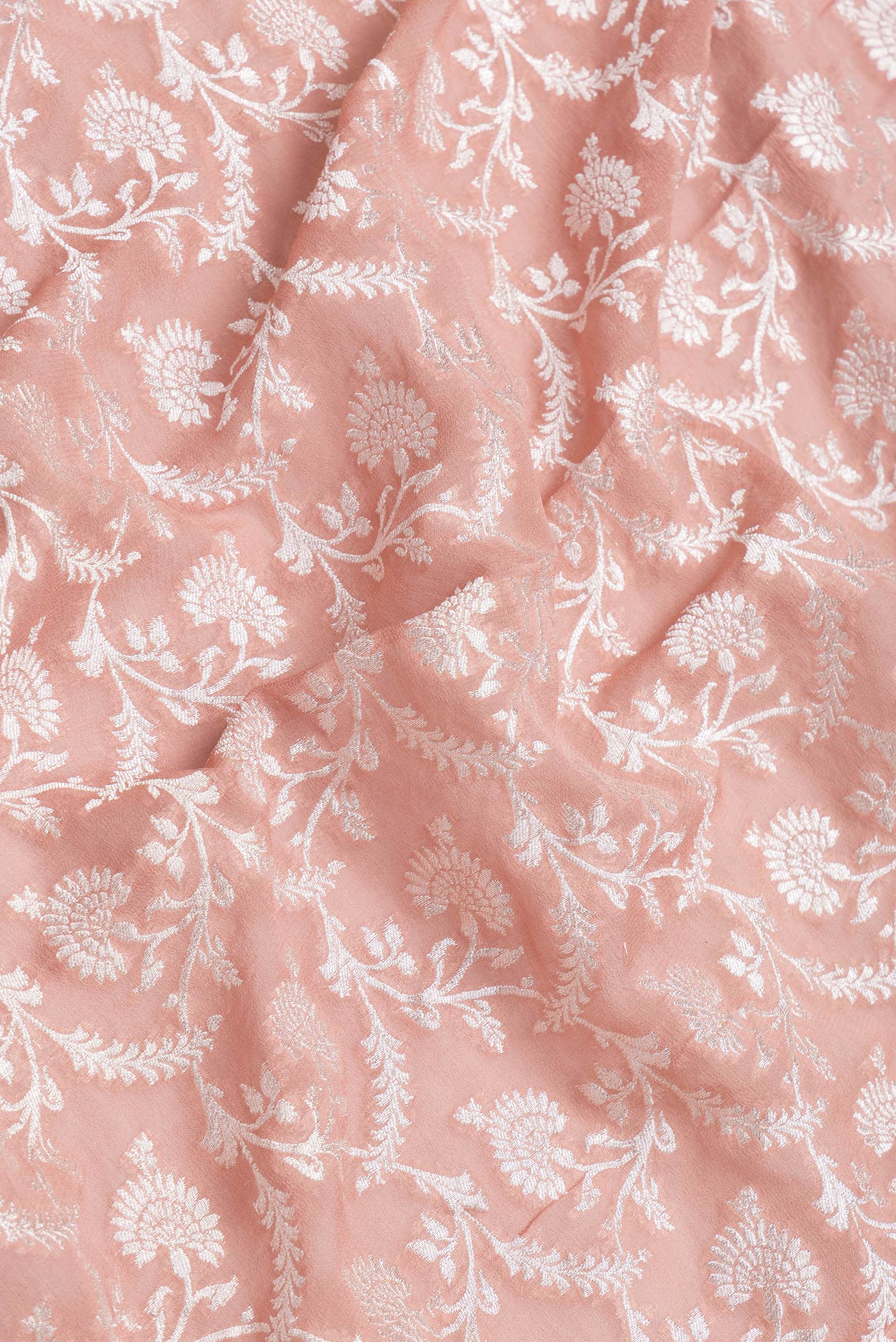 Rose Gold Banarasi Georgette Saree - Image 2