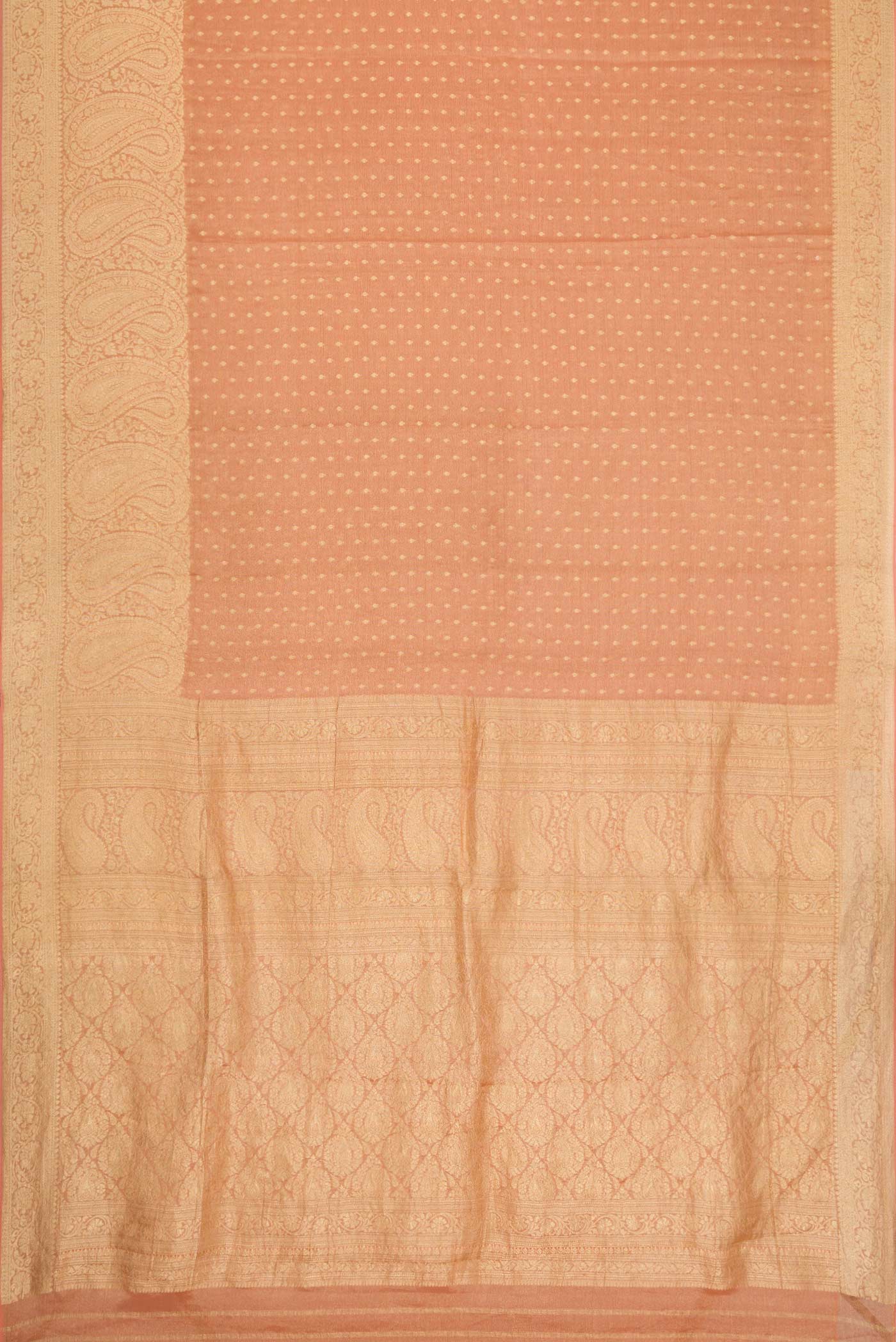 Golden Peach Mysore Georgette Saree - Image 6