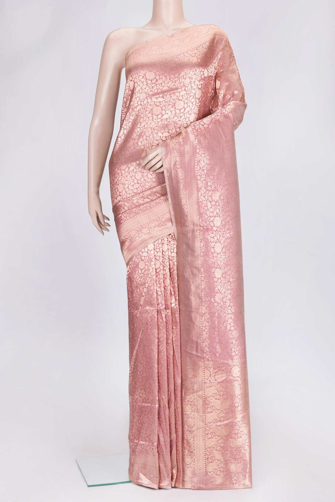 Rose pink Banarasi Silk Saree