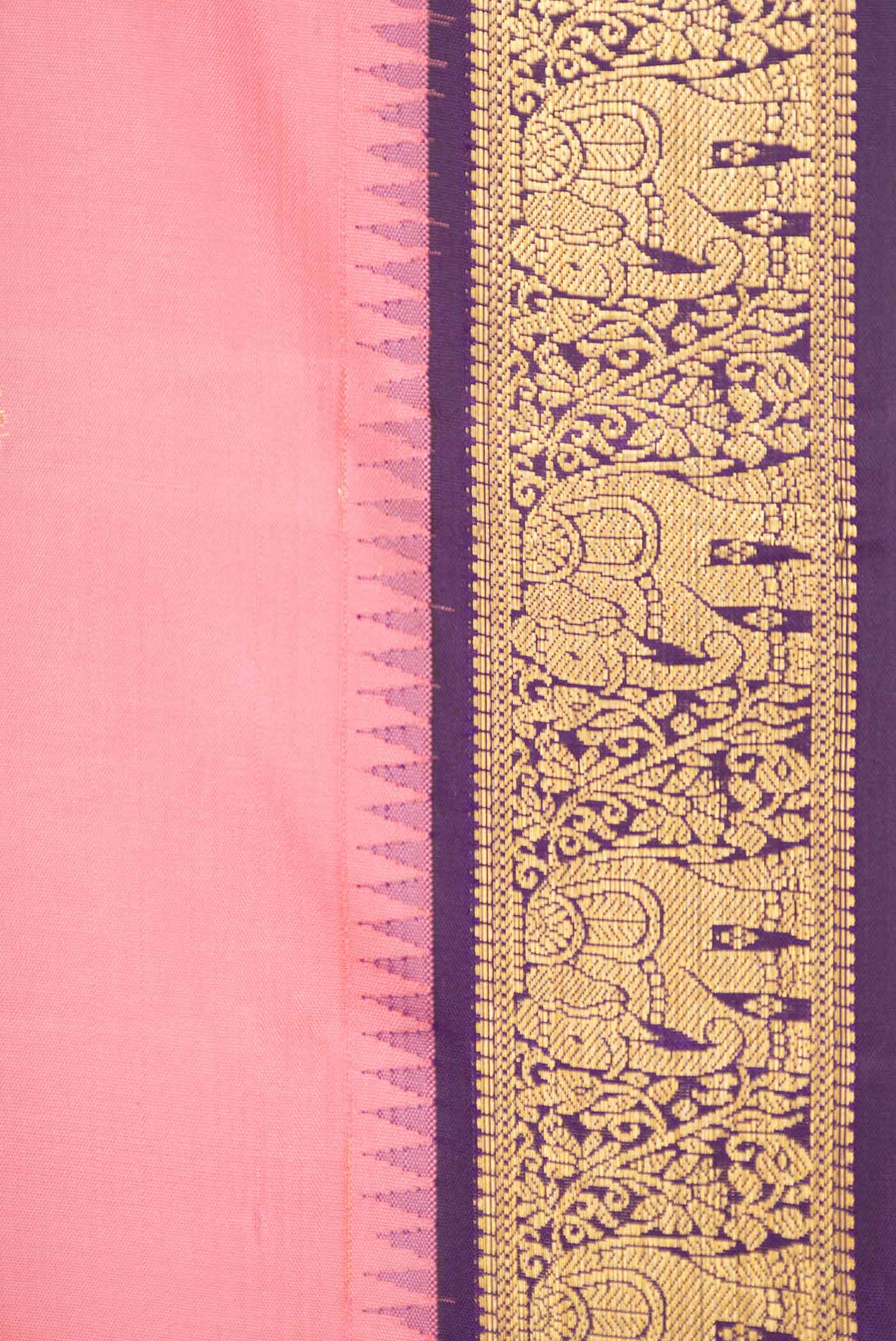 Golden Peach Dual Tone Kanjivaram Saree - Image 3