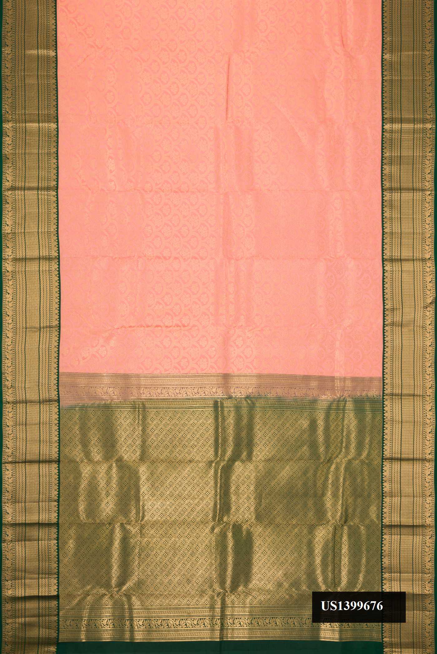 Golden Peach Dual Tone Kanchipuram Silk Saree
