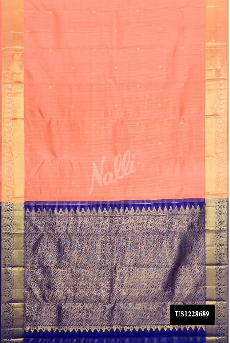 Golden Peach Dual Tone Kanchipuram Silk Saree