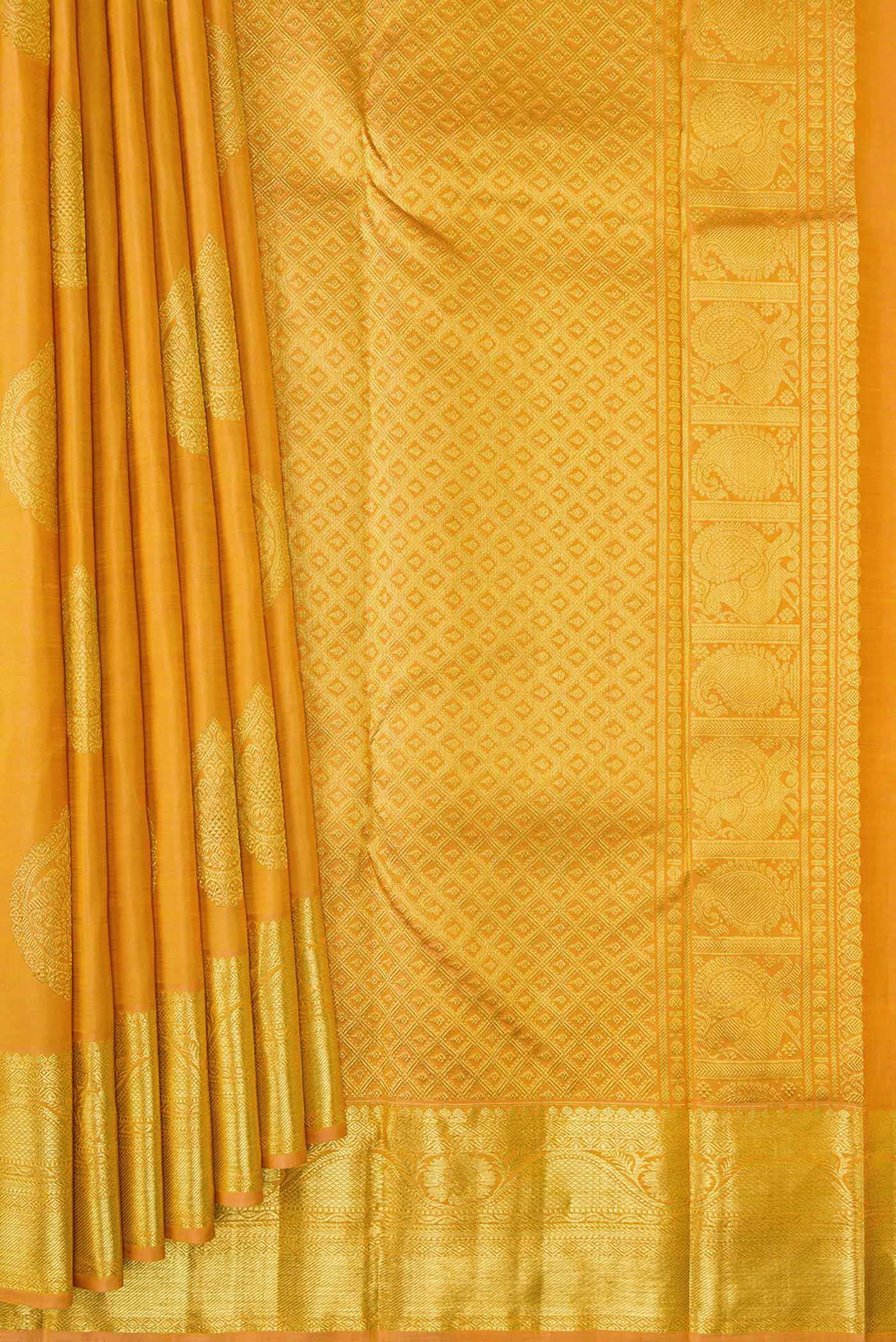 Yellow Kanjivaram Silk Saree - Image 4