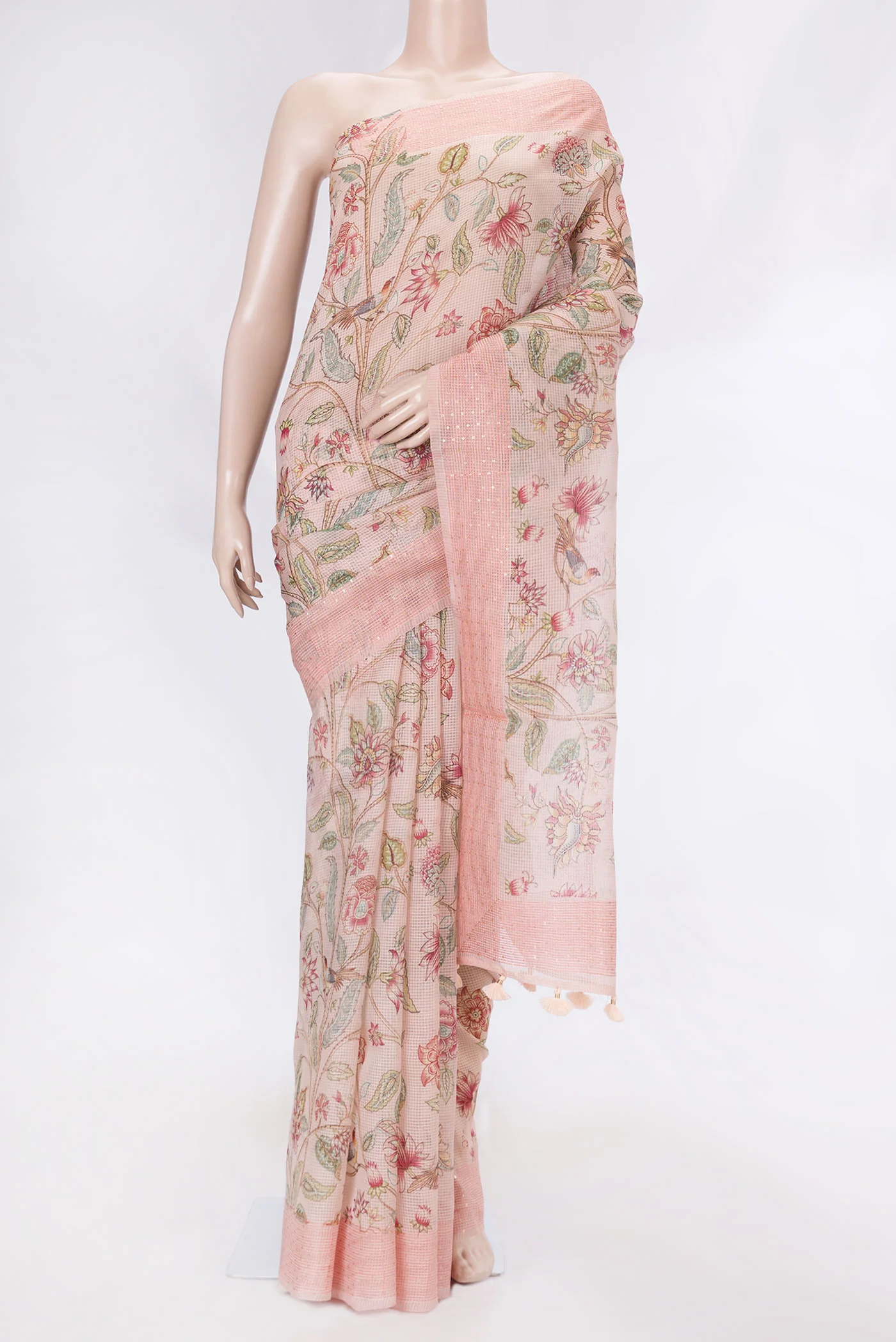 Golden Peach Dual Tone Kota Silk Saree