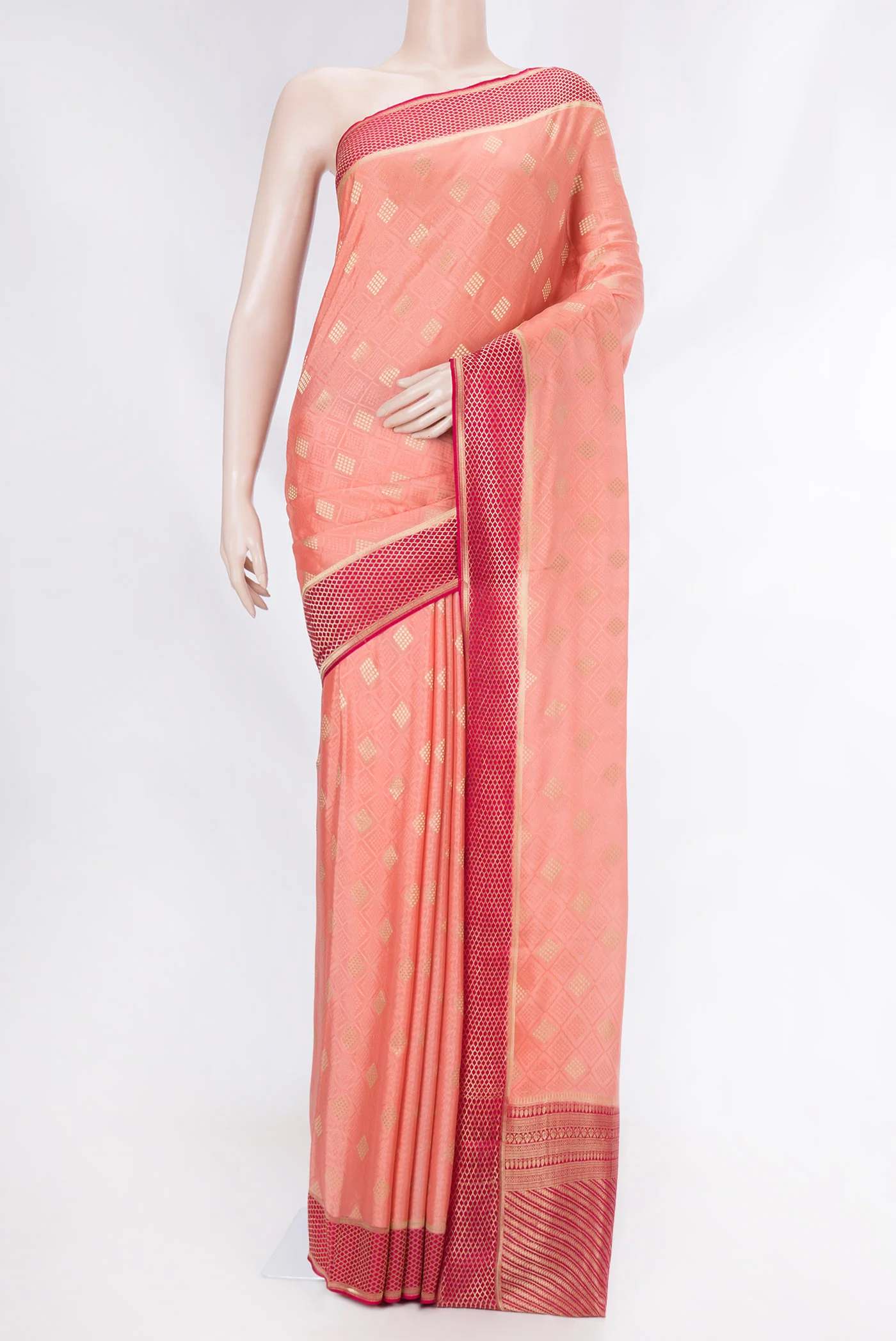 Golden Peach Dual Tone Mysore Crepe Saree