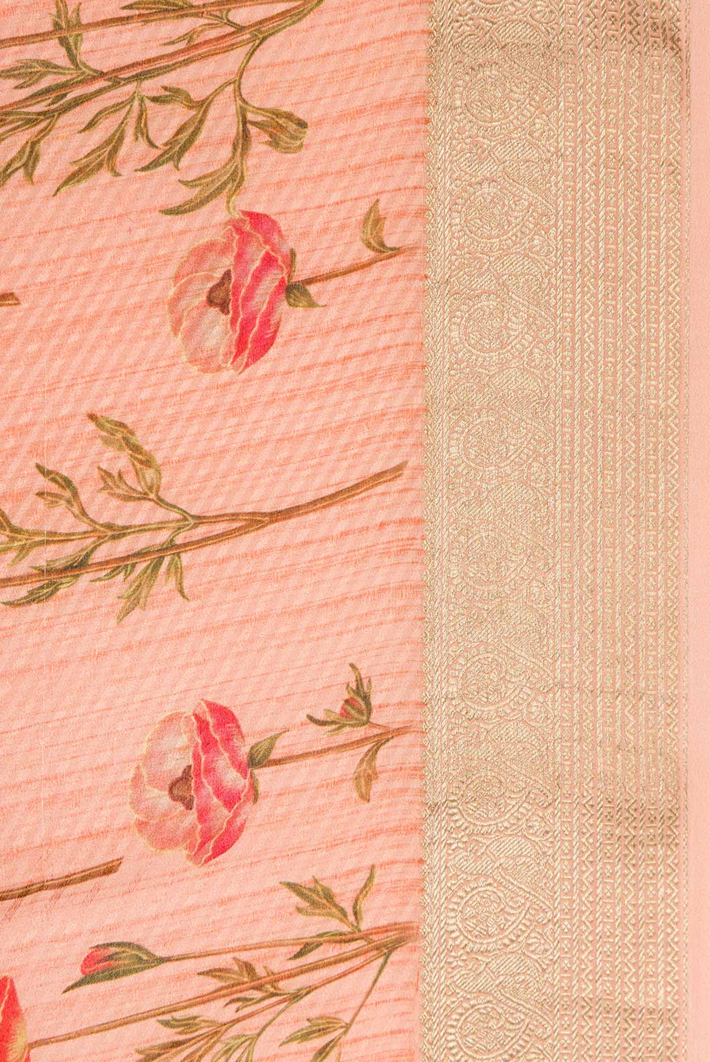Peach Mysore Crepe Saree - Image 3