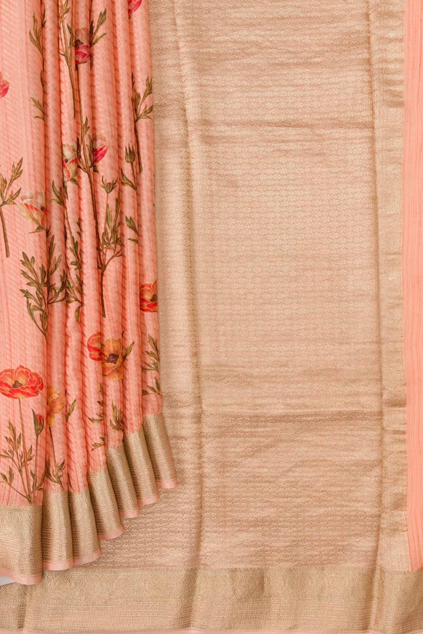 Peach Mysore Crepe Saree - Image 4