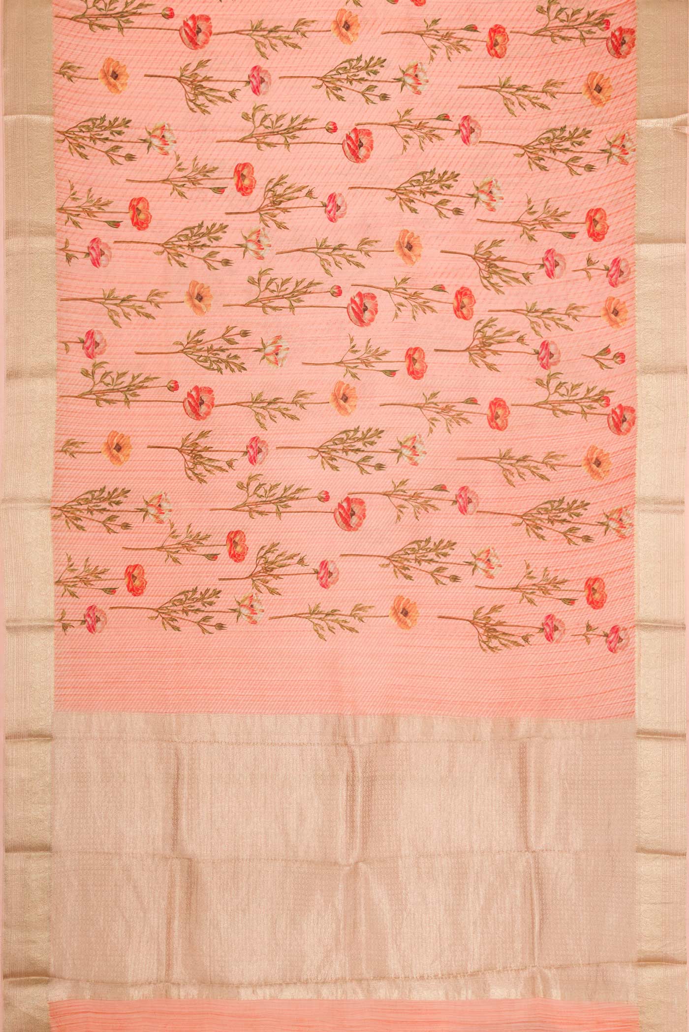 Peach Mysore Crepe Saree - Image 6