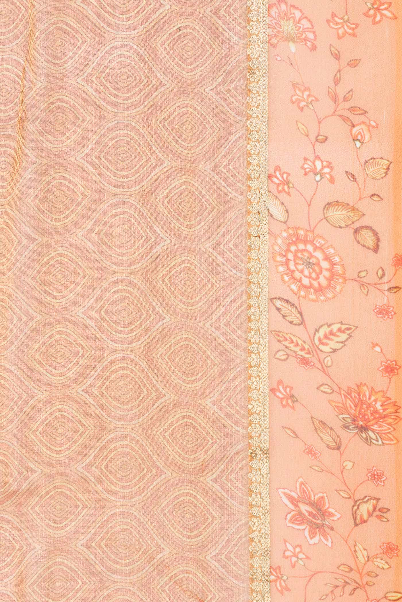 Golden Peach Dual Tone Mysore Georgette Saree - Image 3