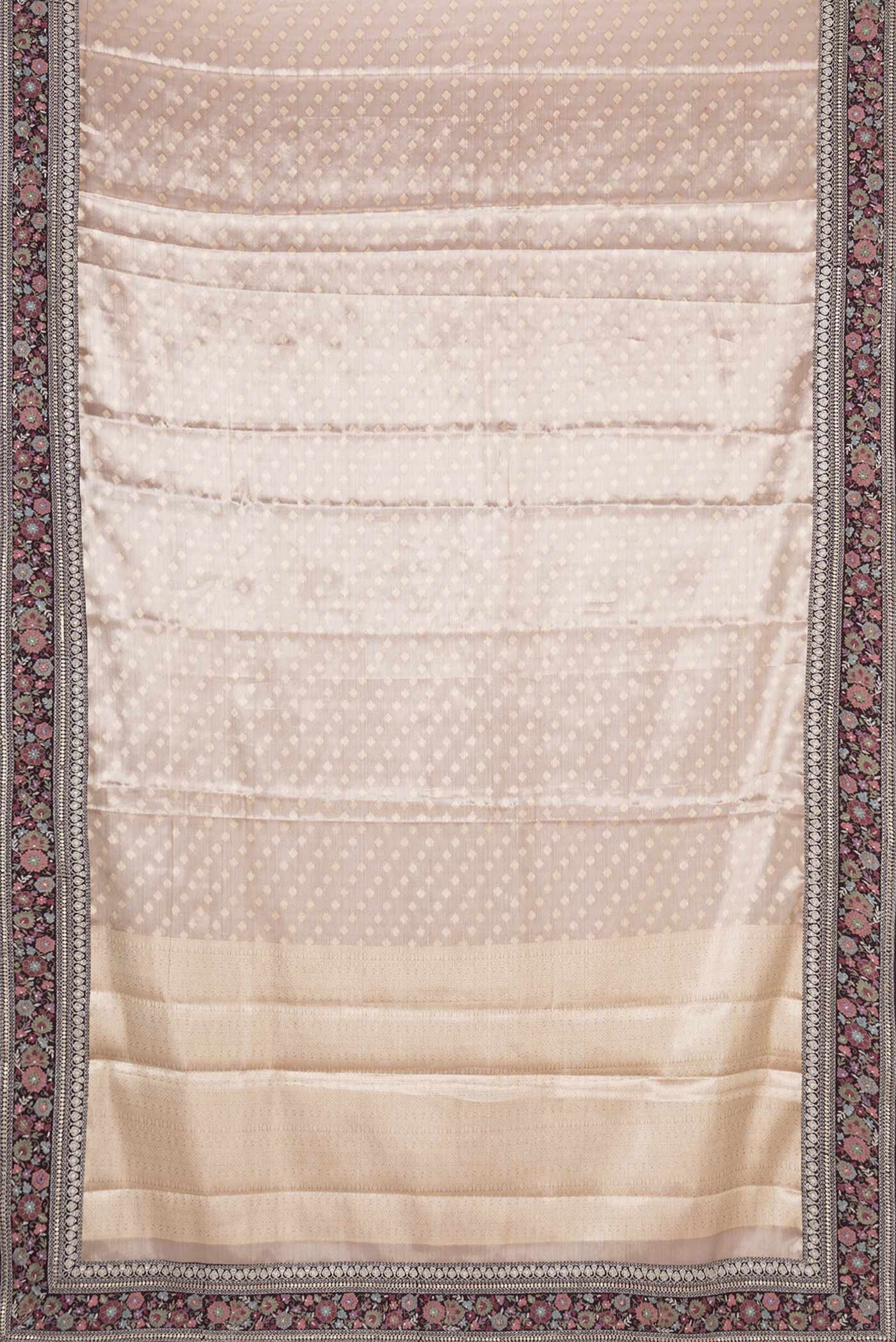 Golden Peach Dual Tone Organza Silk Saree - Image 6