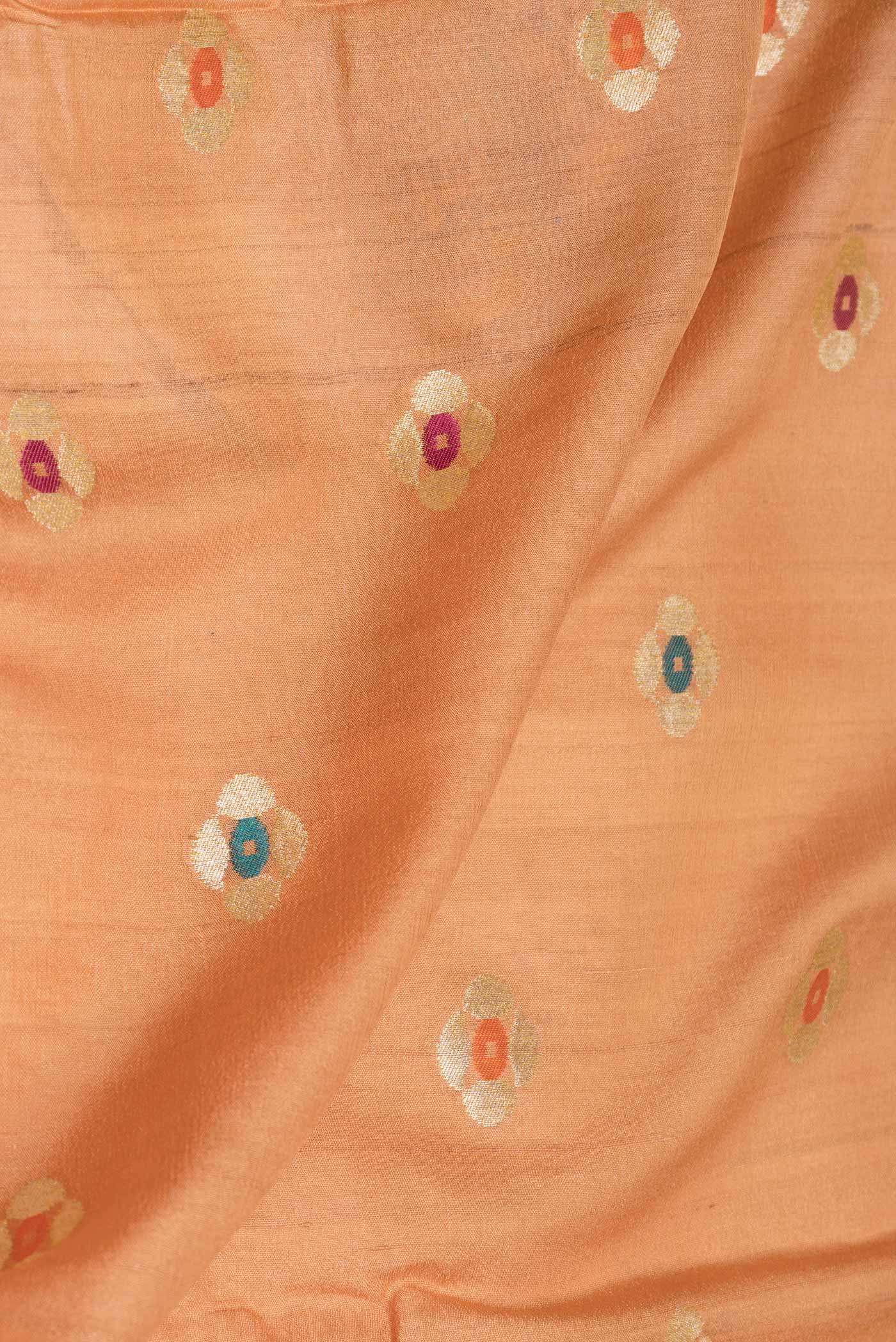 Golden Peach Dual Tone Tussar Silk Saree - Image 2