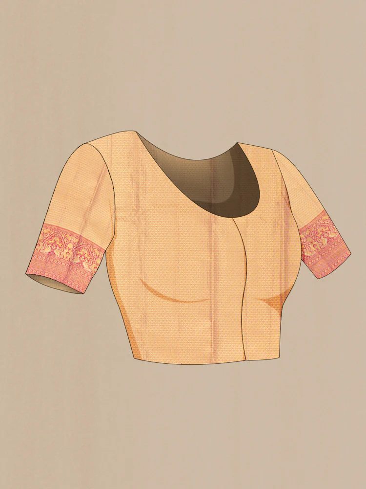 Golden Peach Kanchipuram Silk Saree - Image 4