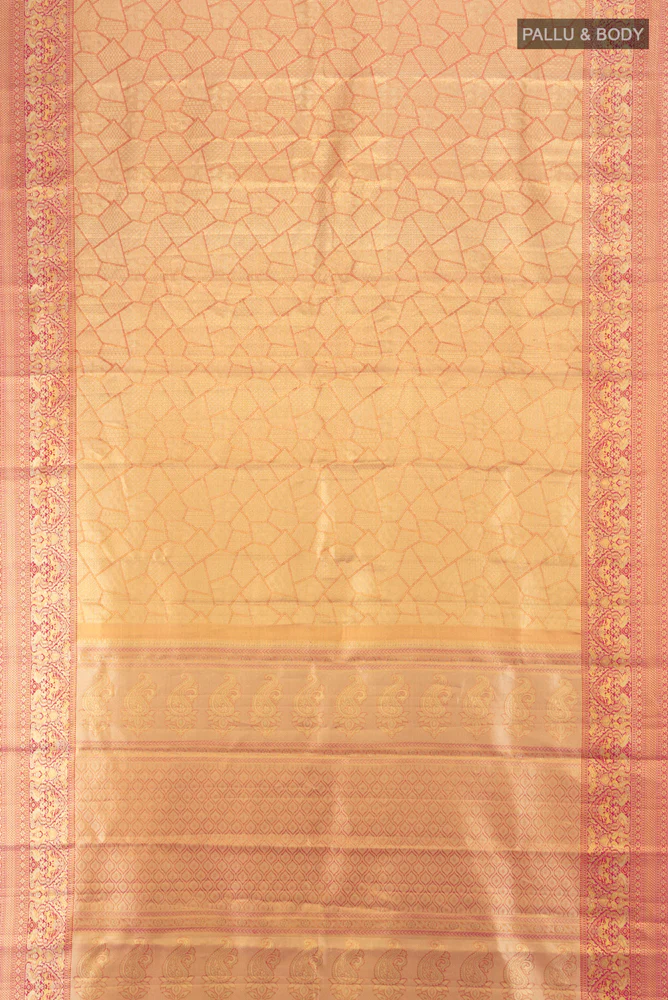 Golden Peach Kanchipuram Silk Saree - Image 5