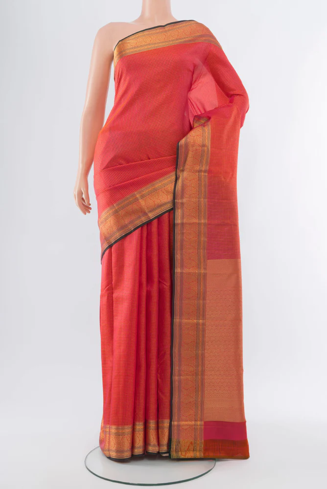 Golden Peach Kanchipuram Silk Saree