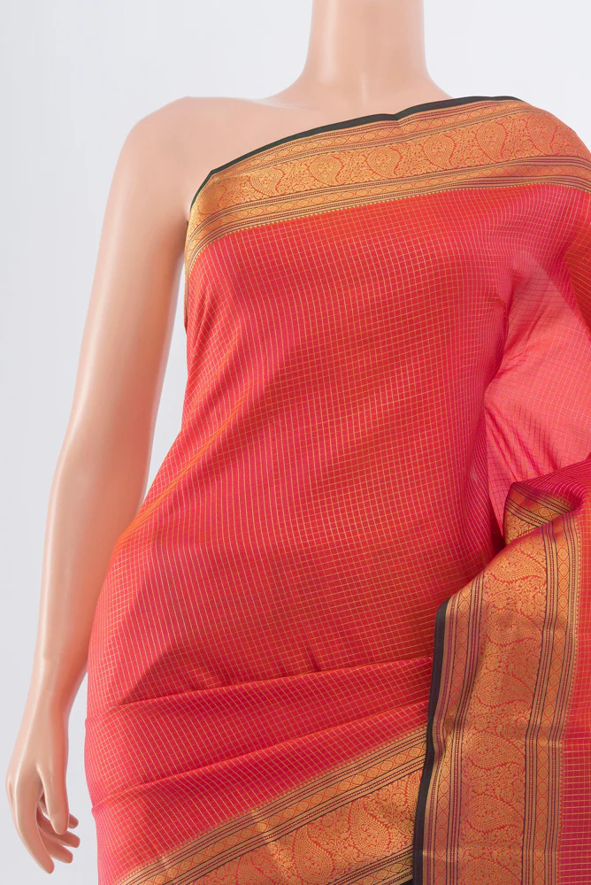 Golden Peach Kanchipuram Silk Saree - Image 2