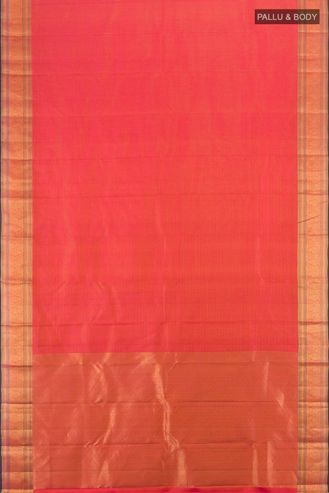 Golden Peach Kanchipuram Silk Saree - Image 5