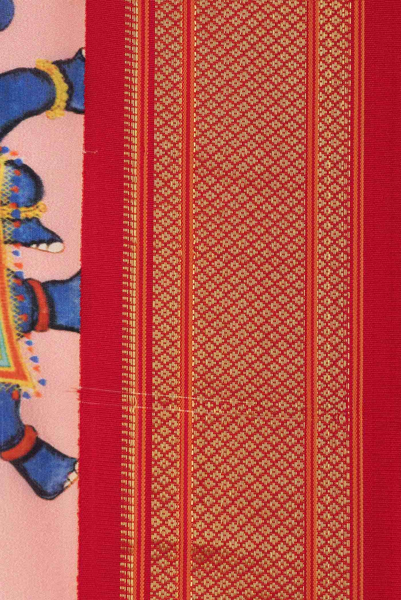 Golden Peach Kanjivaram Silk Saree - Image 5